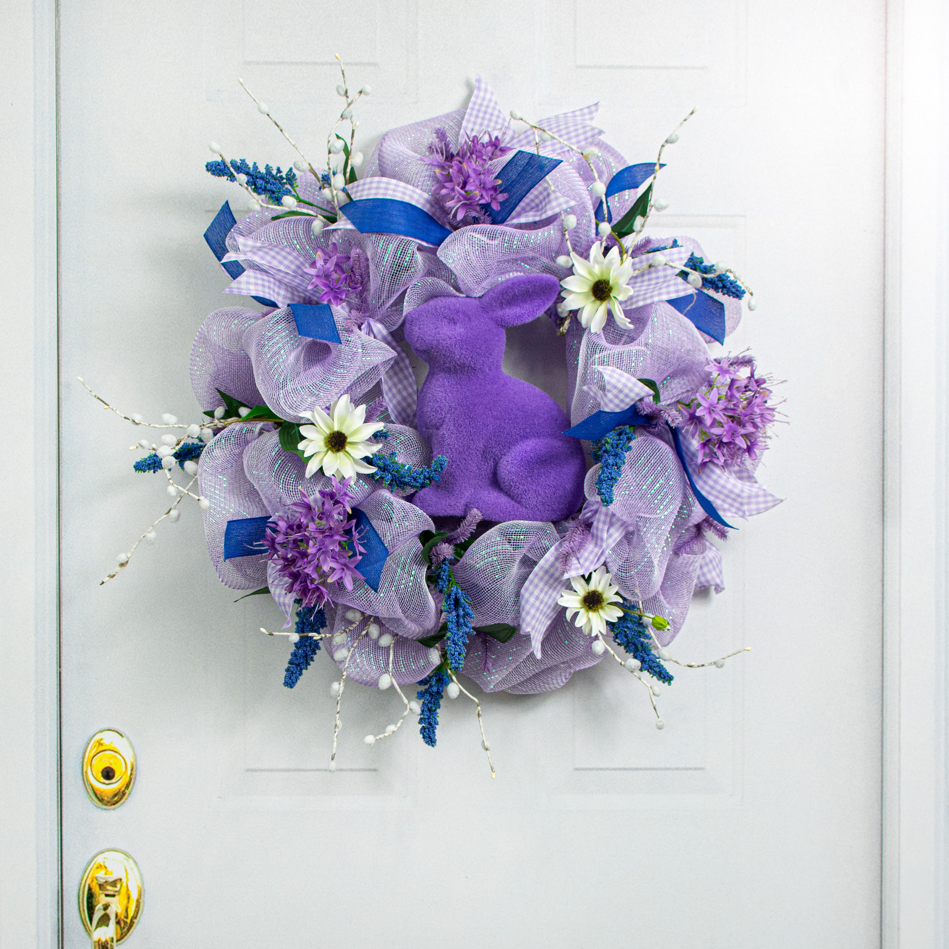 10" Flocked Sitting Rabbit: Lavender Lifestyle Photo