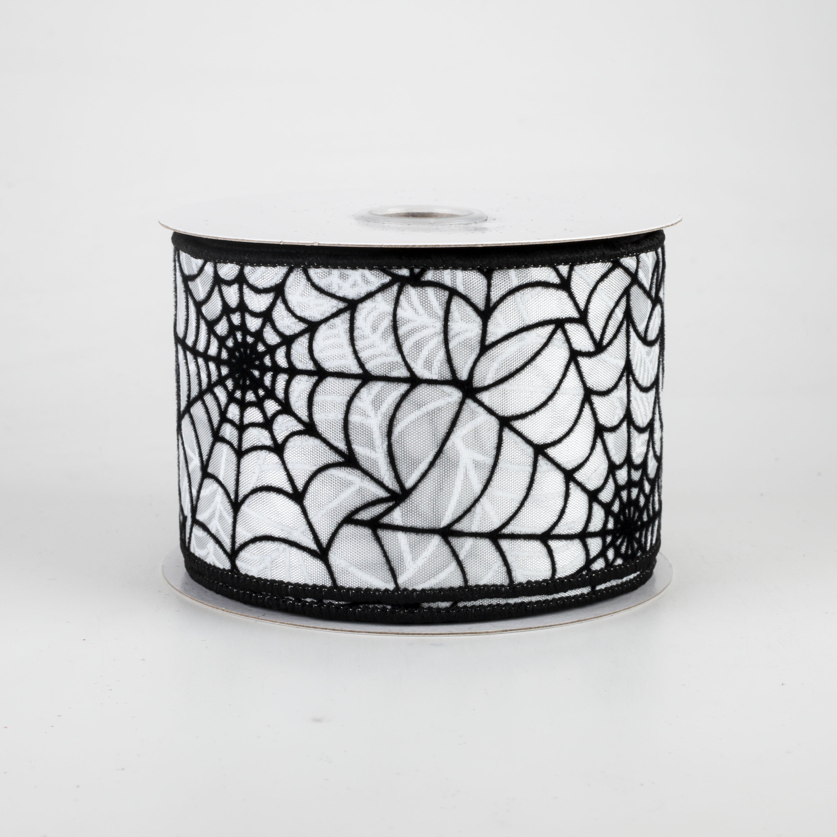 2.5" Flocked Spider Web Ribbon: White (10 Yards) Item Number: 58001-40-01