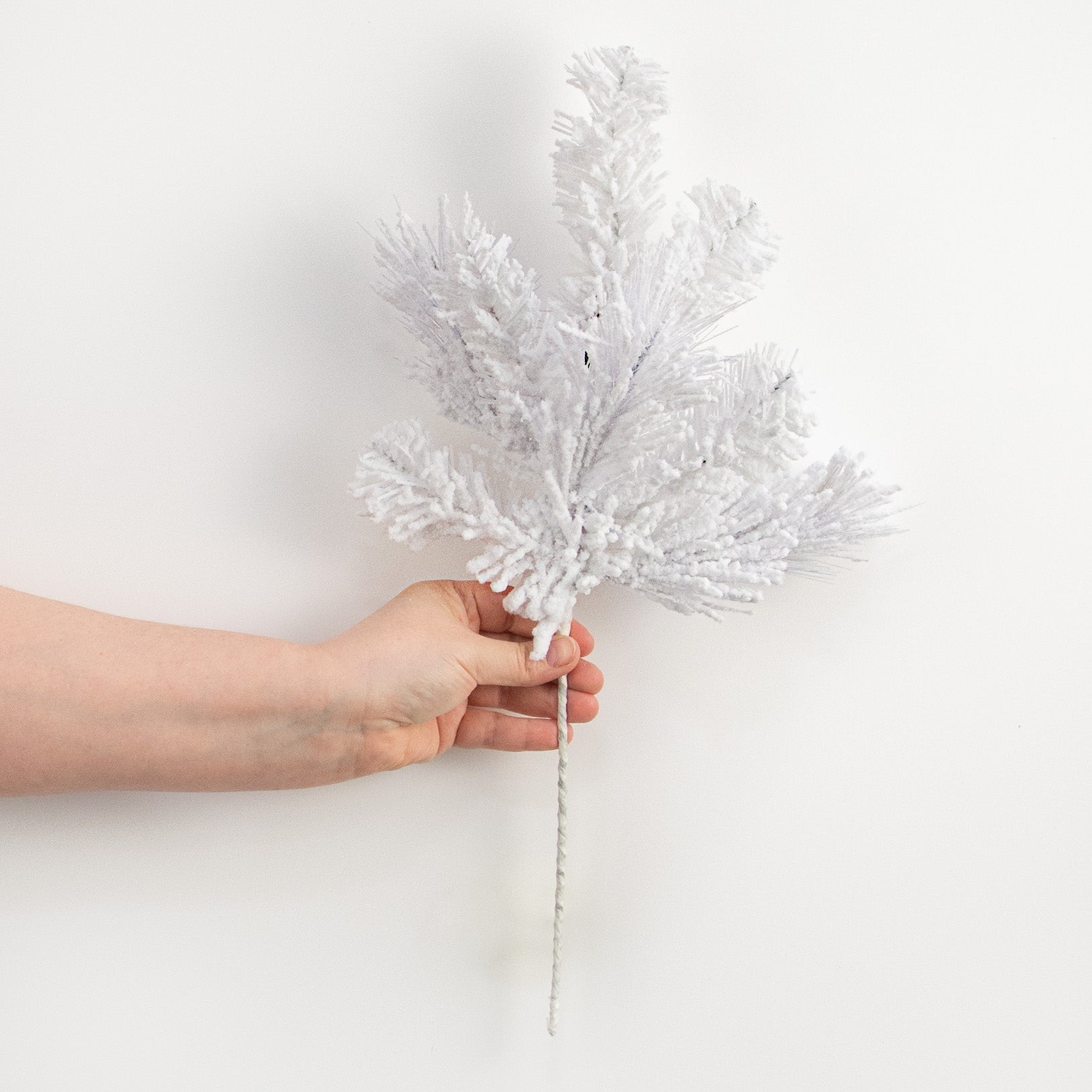 18" Flocked White Pine Pick detail photo 3