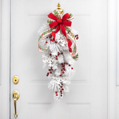 32" Flocked White Pine Teardrop Lifestyle Photo