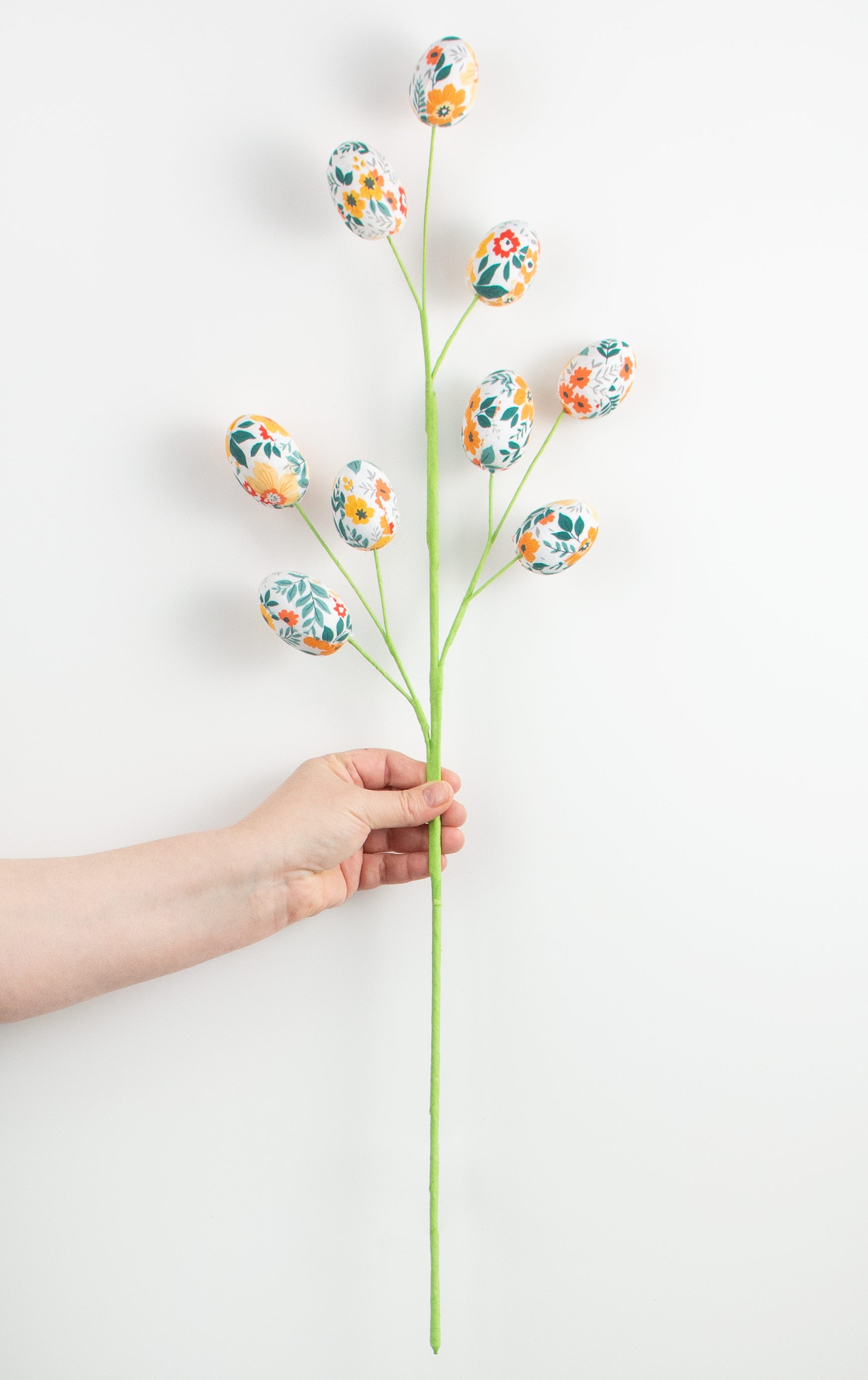 29" Floral Print Easter Egg Spray: Orange, Jade, Coral detail photo 3