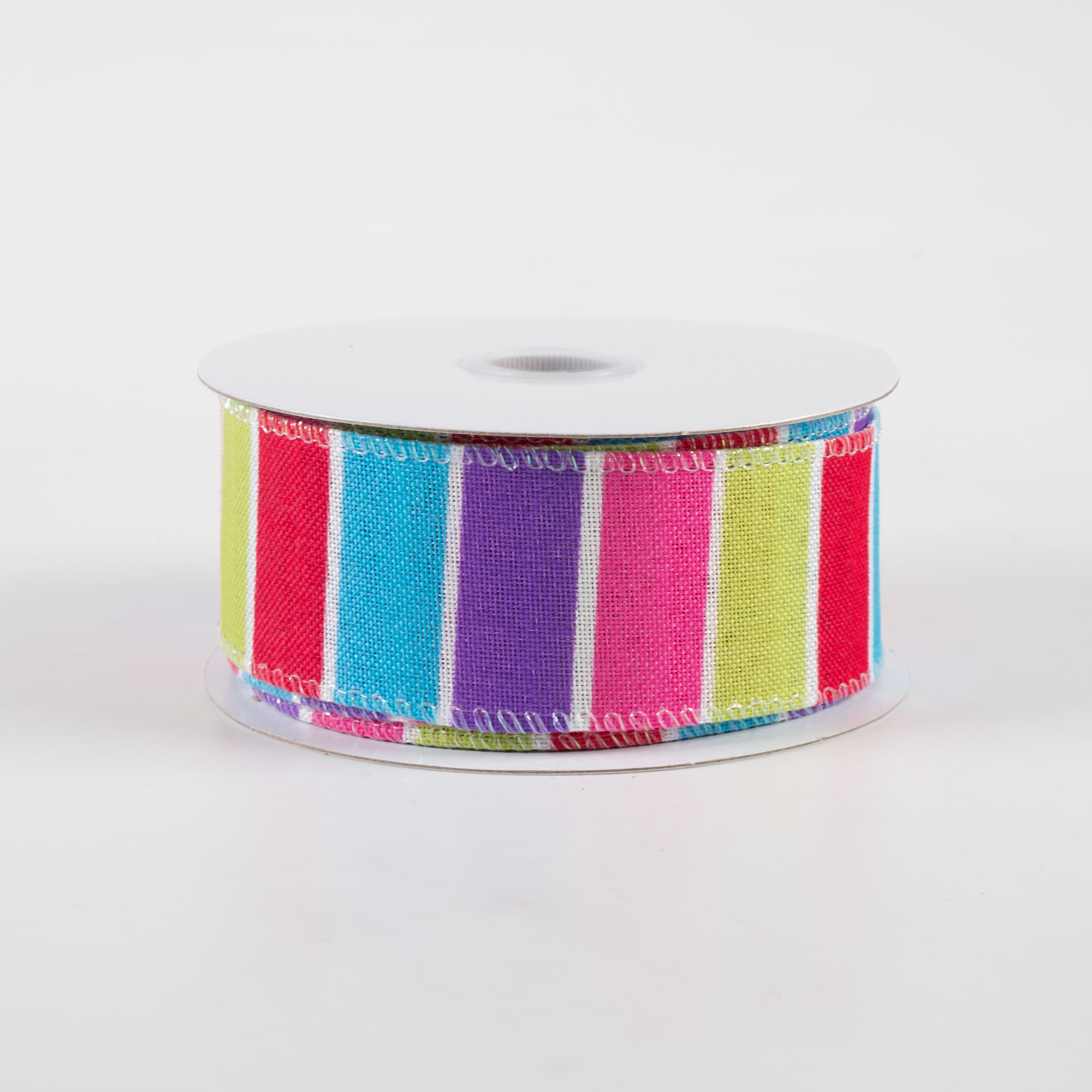 1.5" Florida Stripe Ribbon: Purple, Aqua, Red, Lime, Pink (10 Yards)