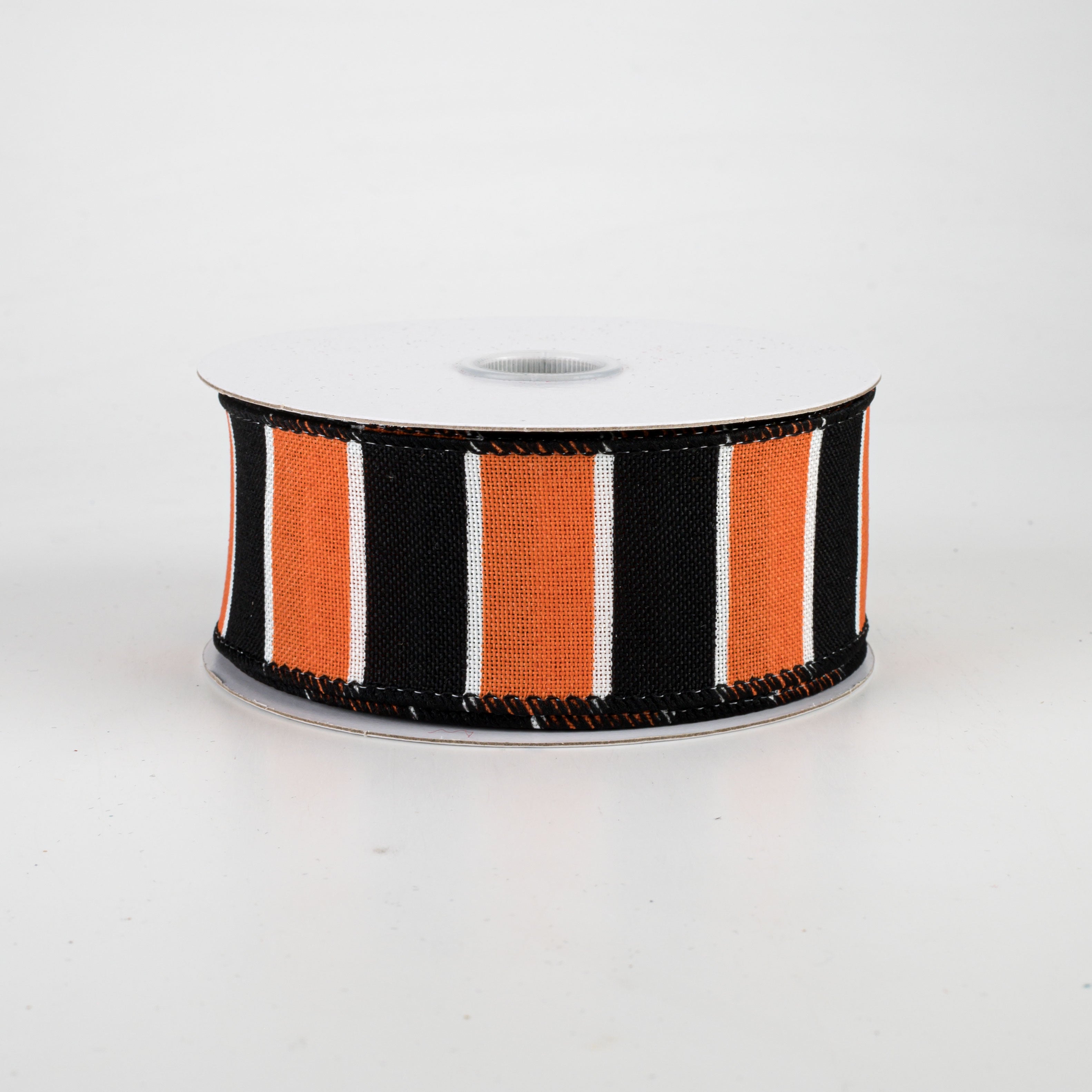 1.5" Florida Stripes Ribbon: Orange, Black, White (10 Yards)