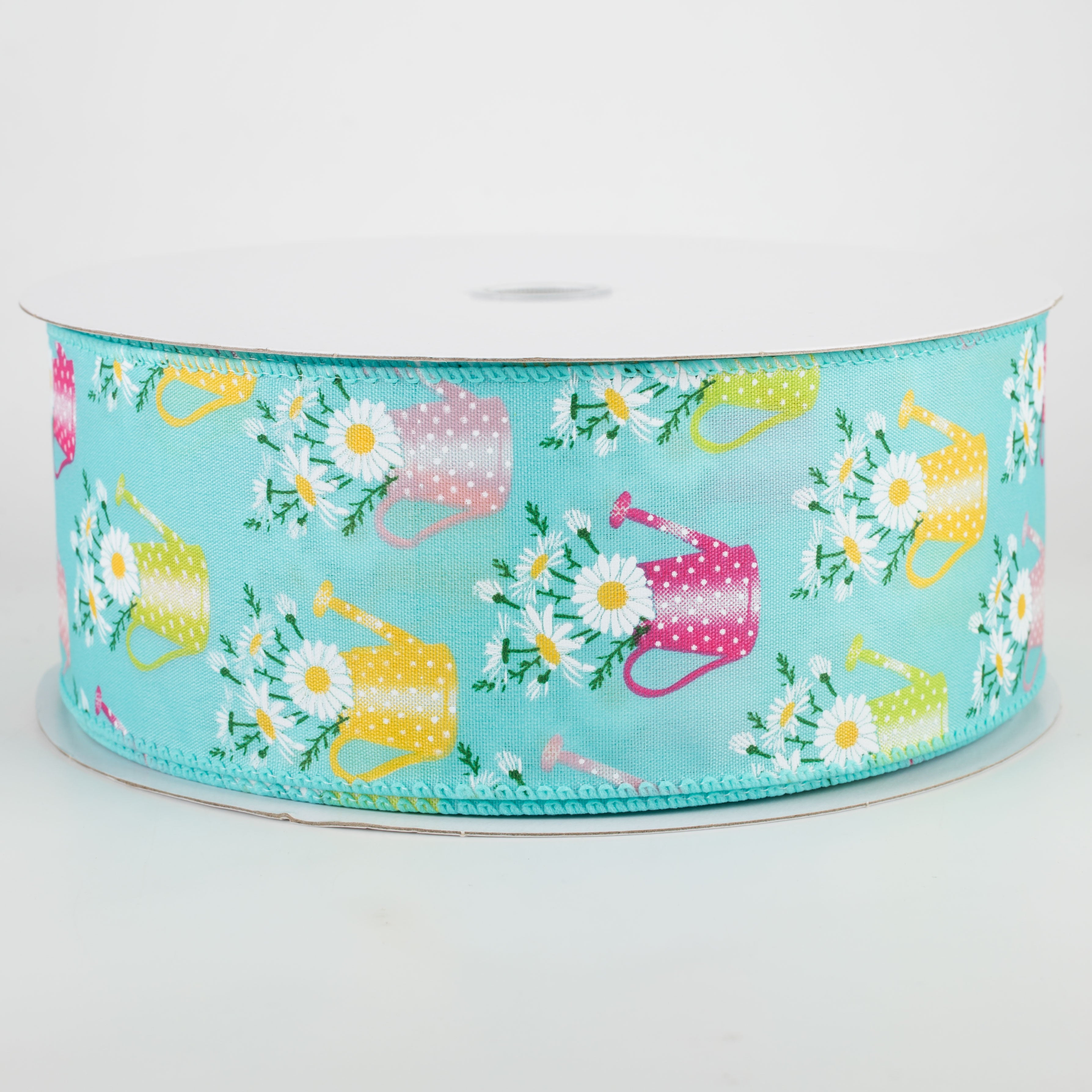 2.5" Flower Filled Watering Can Ribbon: Aqua (50 Yards) Item Number: 841-40-116