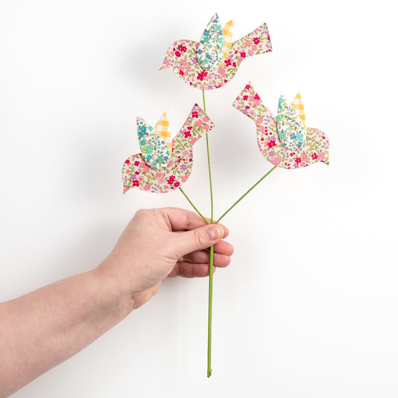14" Flower Pattern Bird Spray: Pink, Blue, Turquoise detail photo 3