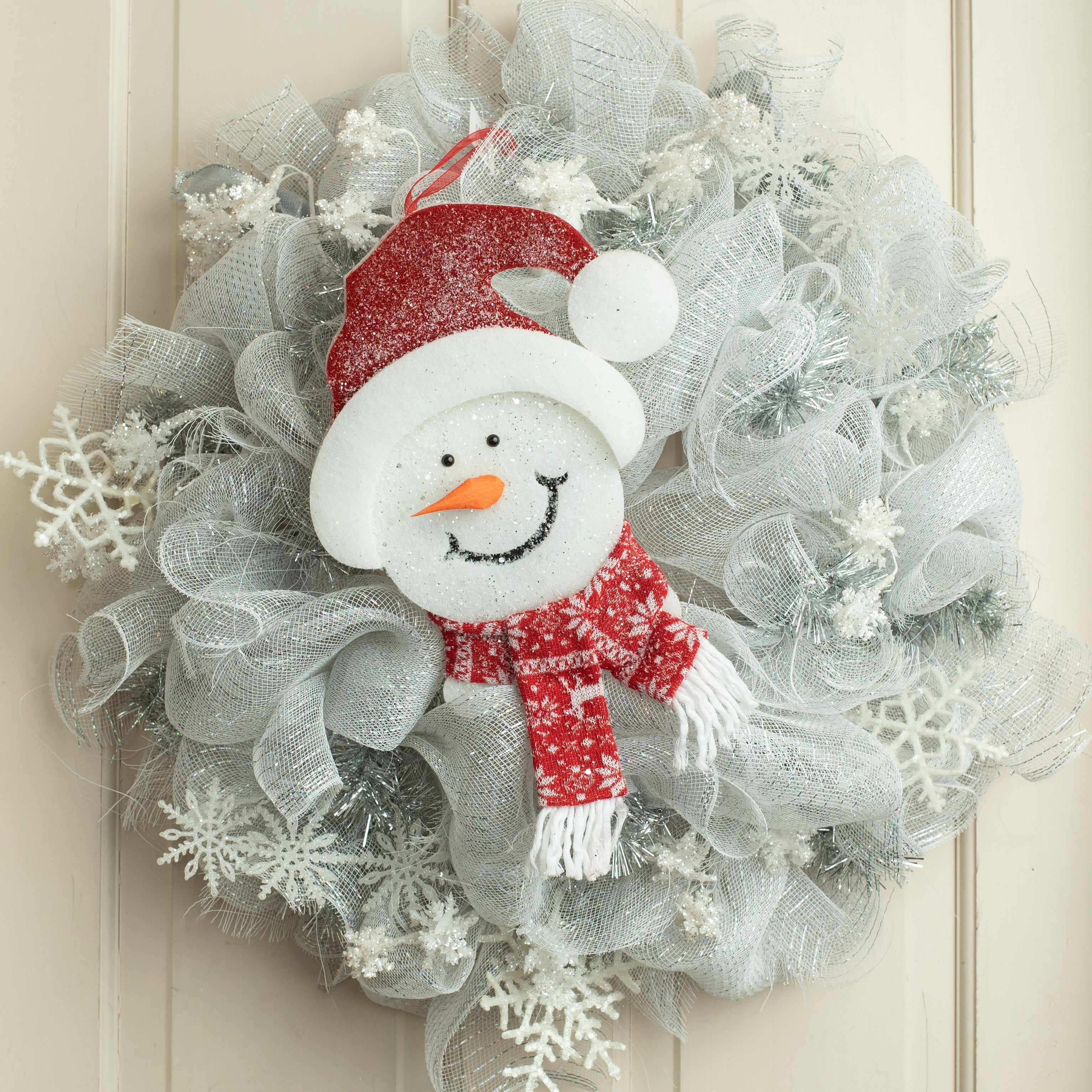 15" Foam & Fabric Snowman Head Ornament Lifestyle Photo