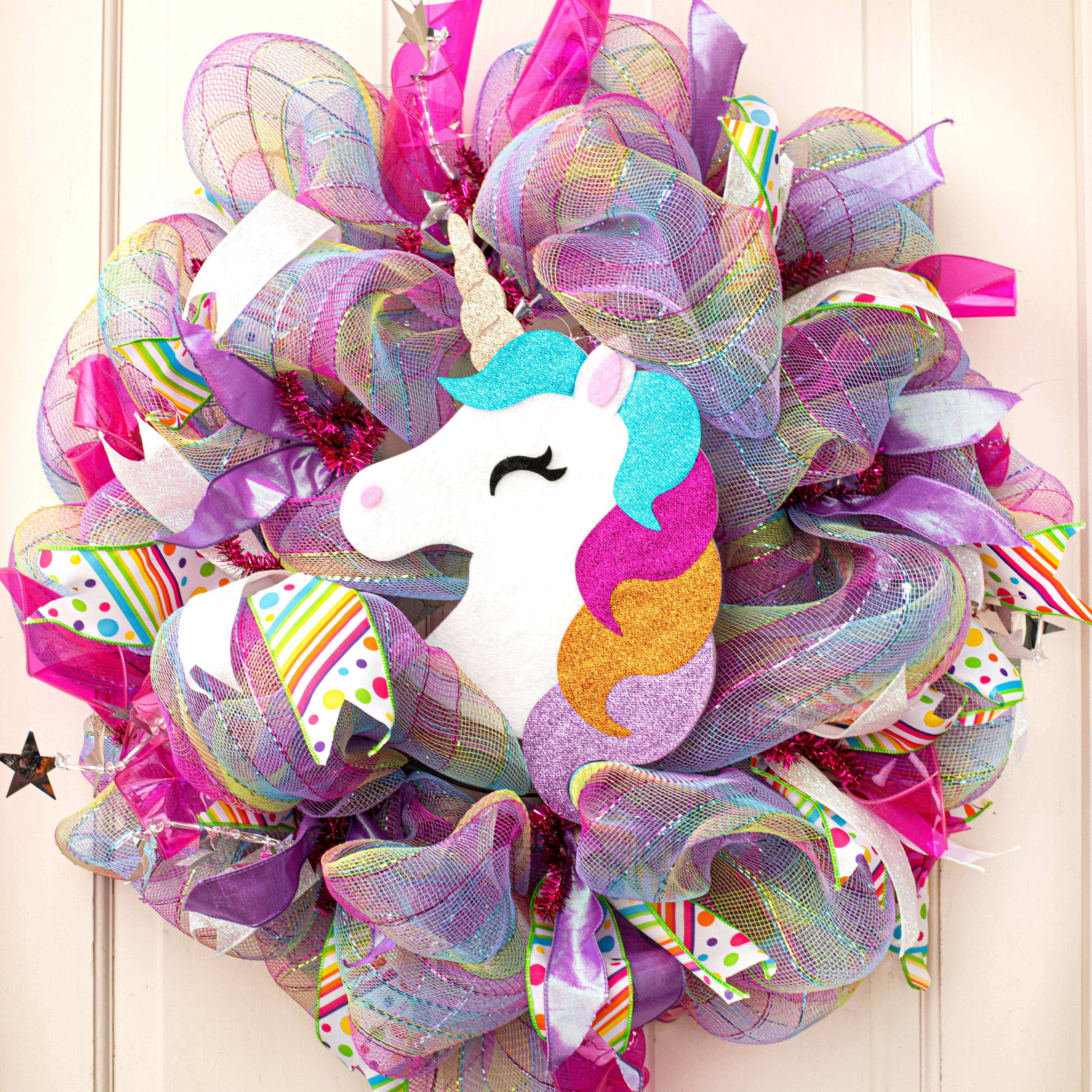 13" Foam Glitter Unicorn Ornament Lifestyle Photo