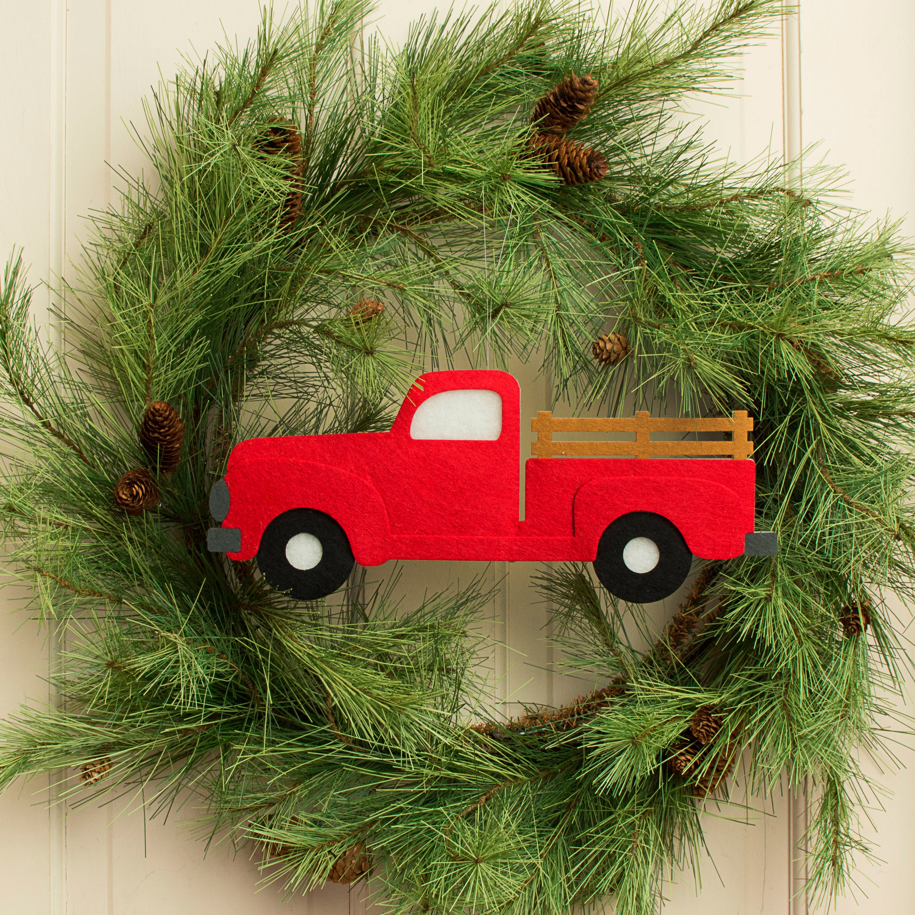 16" Foam Red Truck Ornament Lifestyle Photo