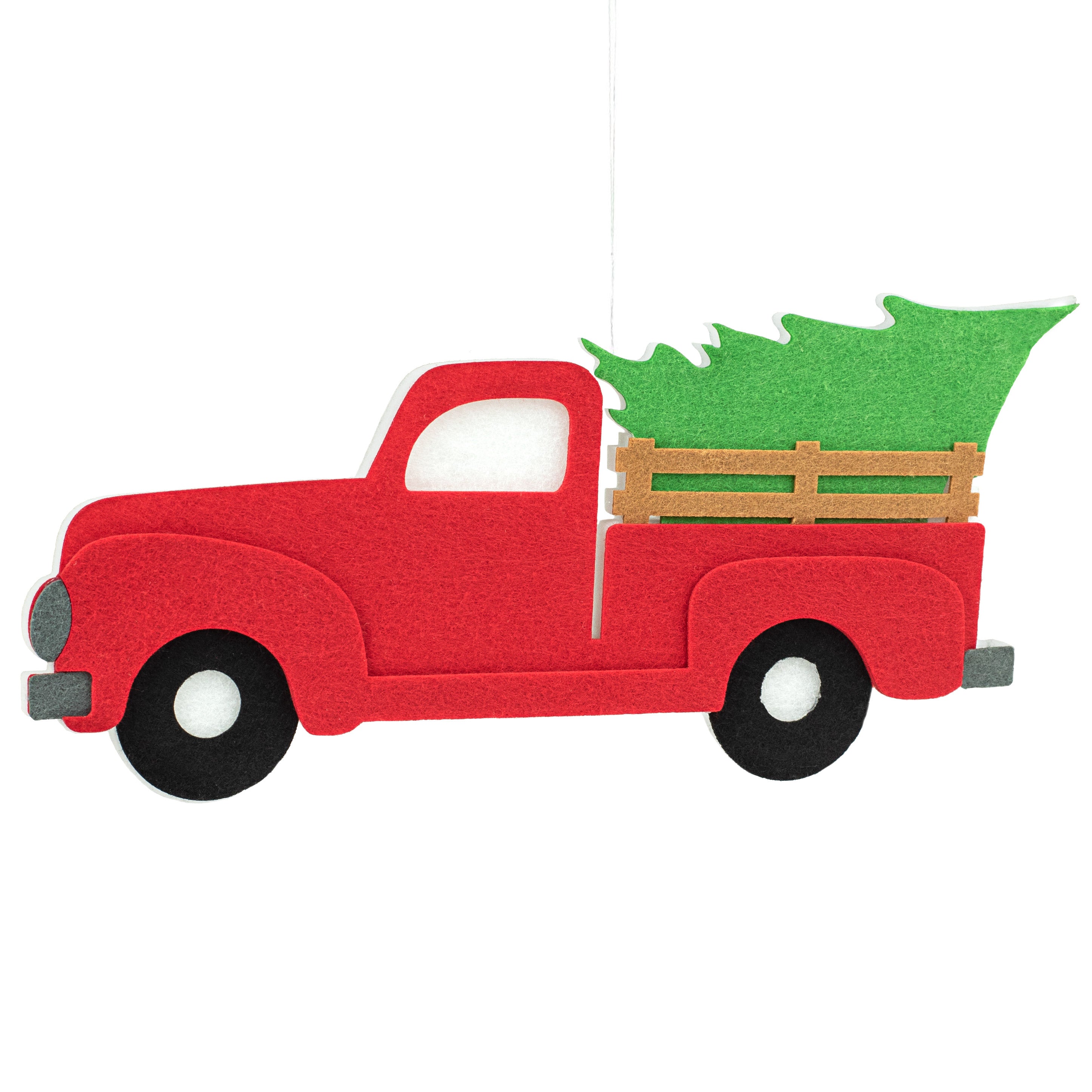 16" Foam Red Truck with Tree Ornament Item Number: MS154524