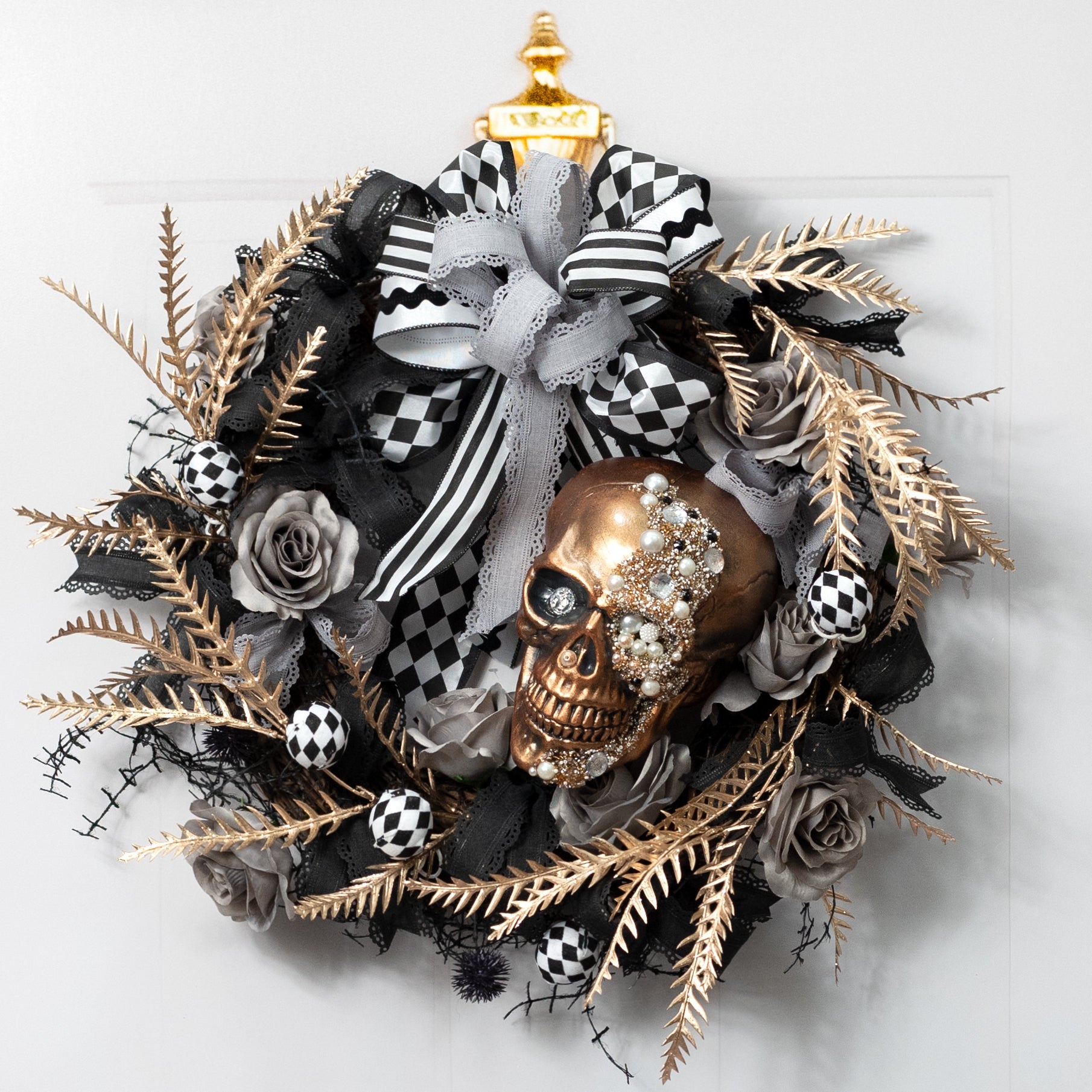 8" Foam Skull with Beads & Glitter: Antique Gold Lifestyle Photo
