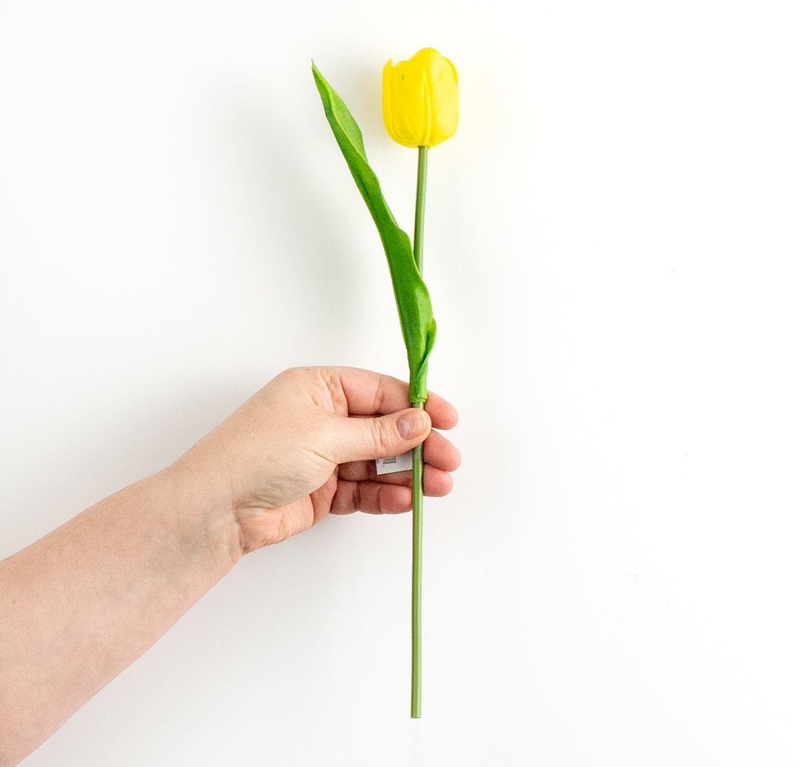 14" Foamy Tulip Bud With Leaf: Yellow detail photo 3