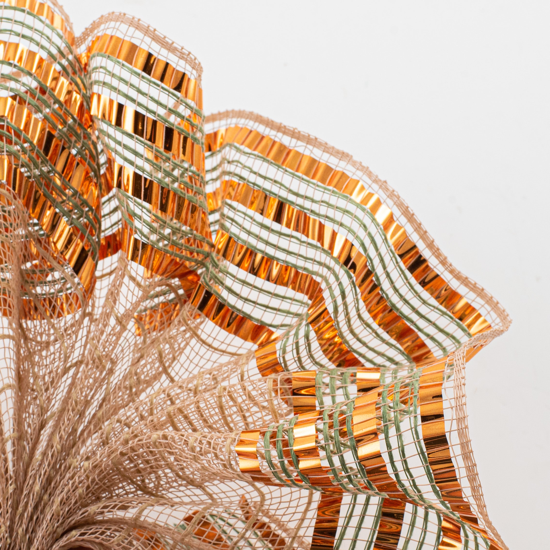 10" Foil & Faux Jute Border Mesh: Natural, Orange, Moss Lifestyle Photo