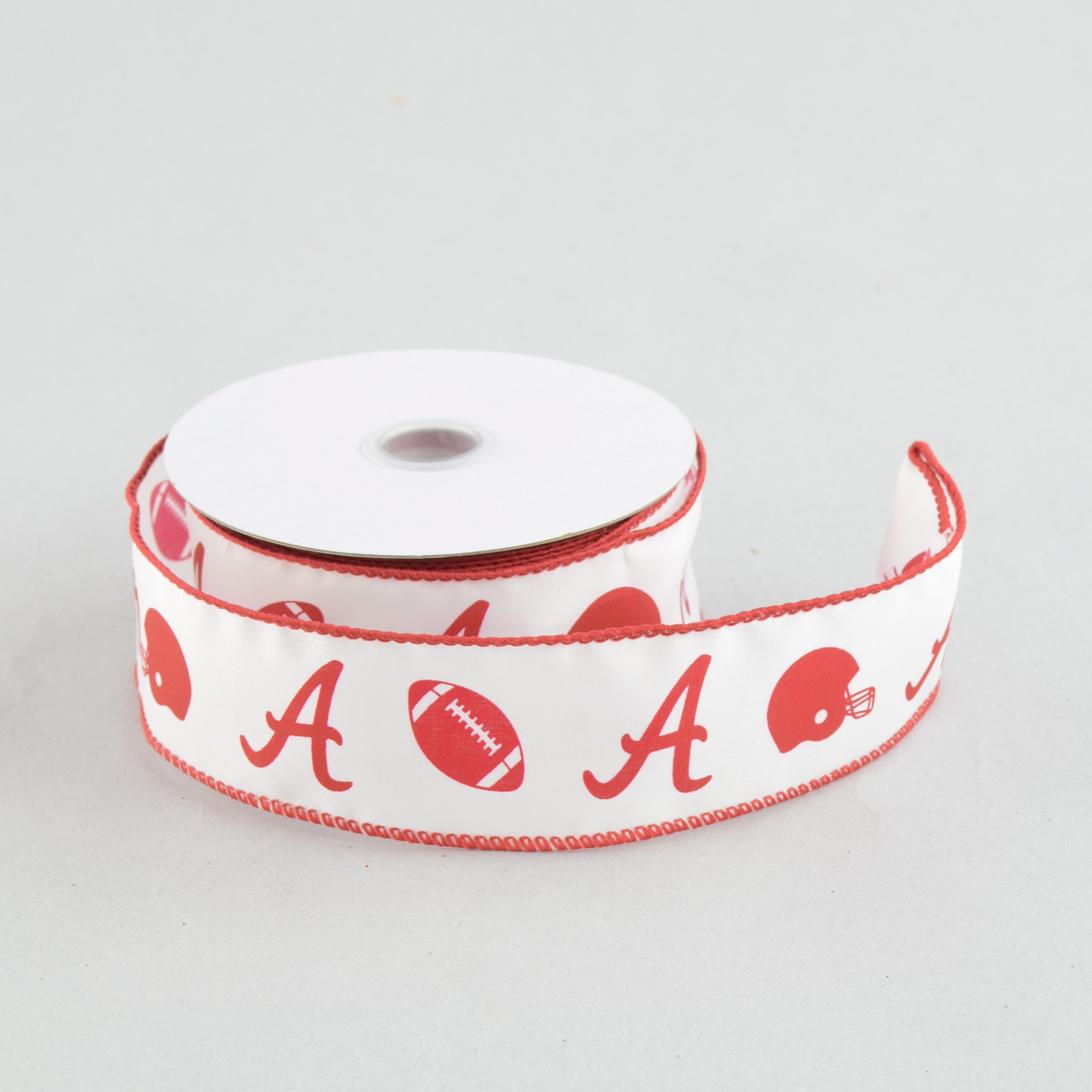 1.5" Football Helmet Crimson A Ribbon (10 Yards) detail photo 3