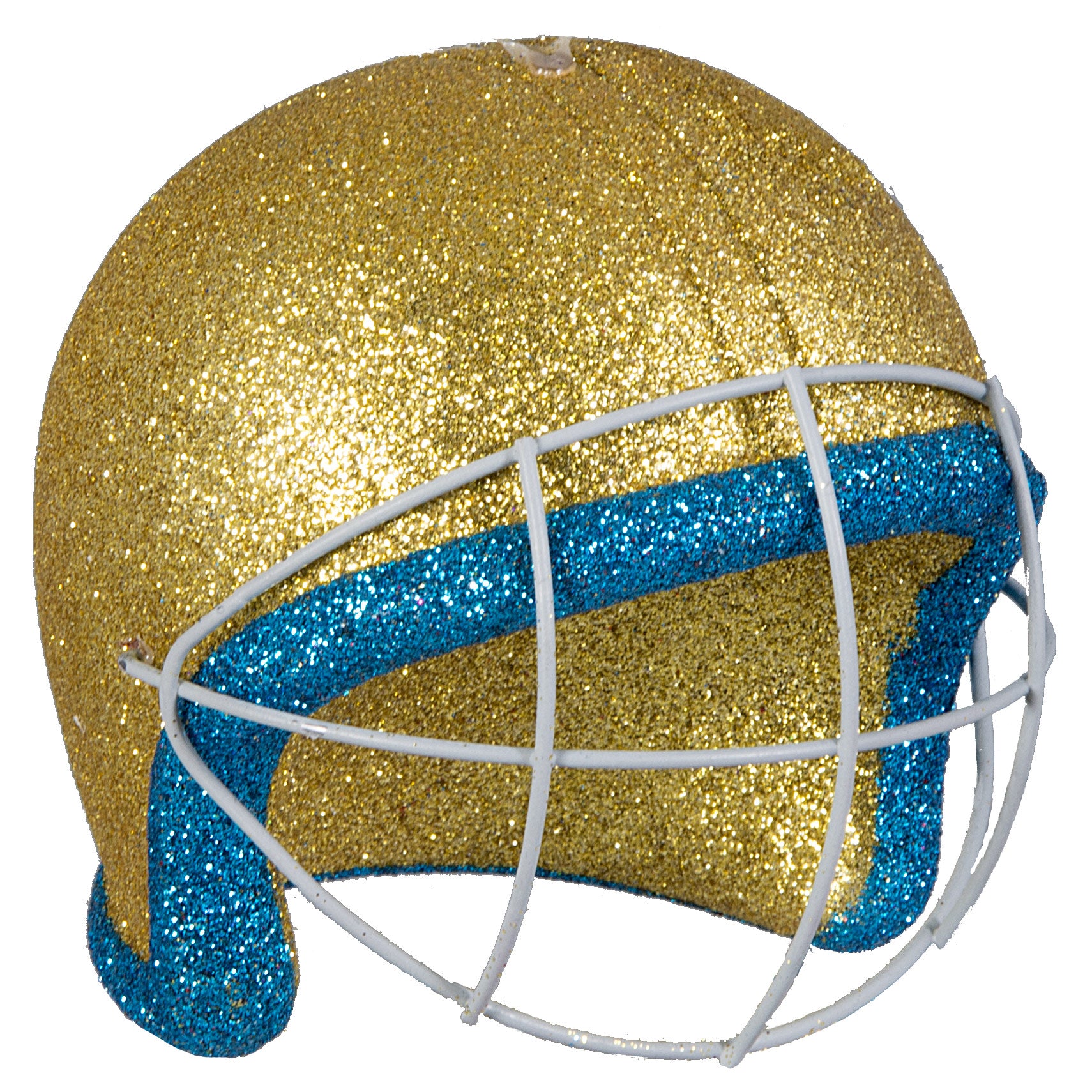 4 Football Helmet Ornament: Gold & Blue (4 )