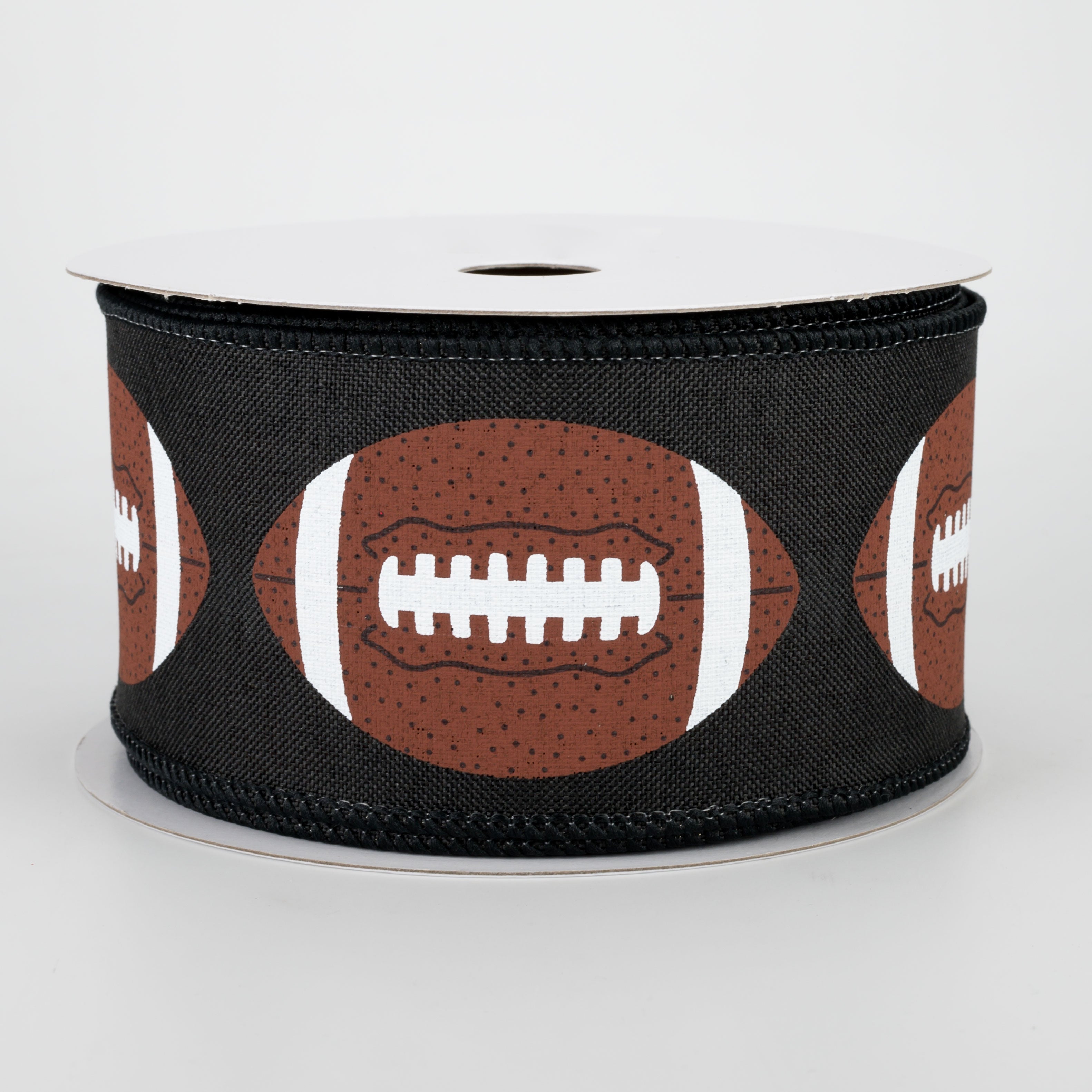 2.5" Footballs Ribbon: Black (10 Yards)