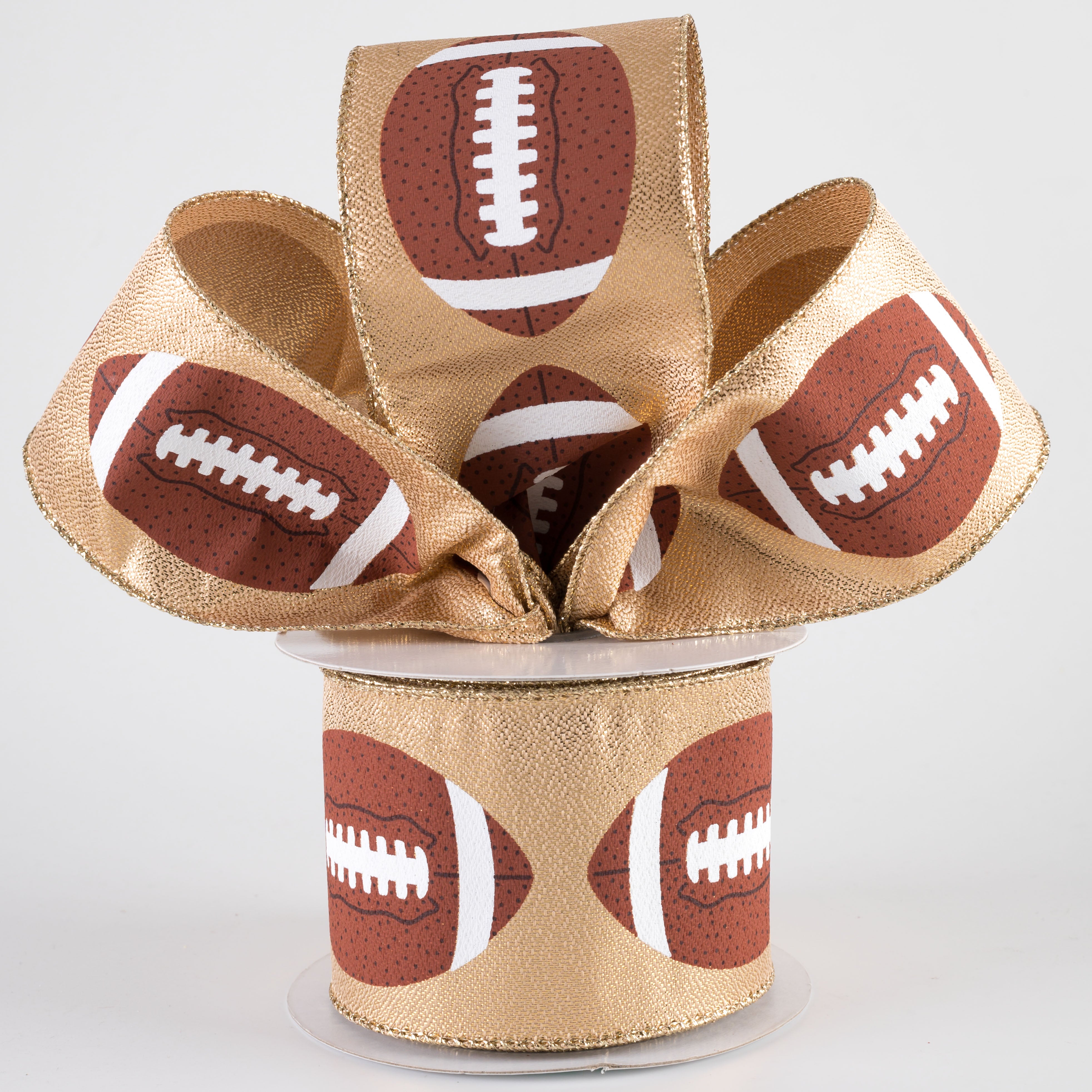 2.5" Footballs Ribbon: Gold (10 Yards) Lifestyle Photo