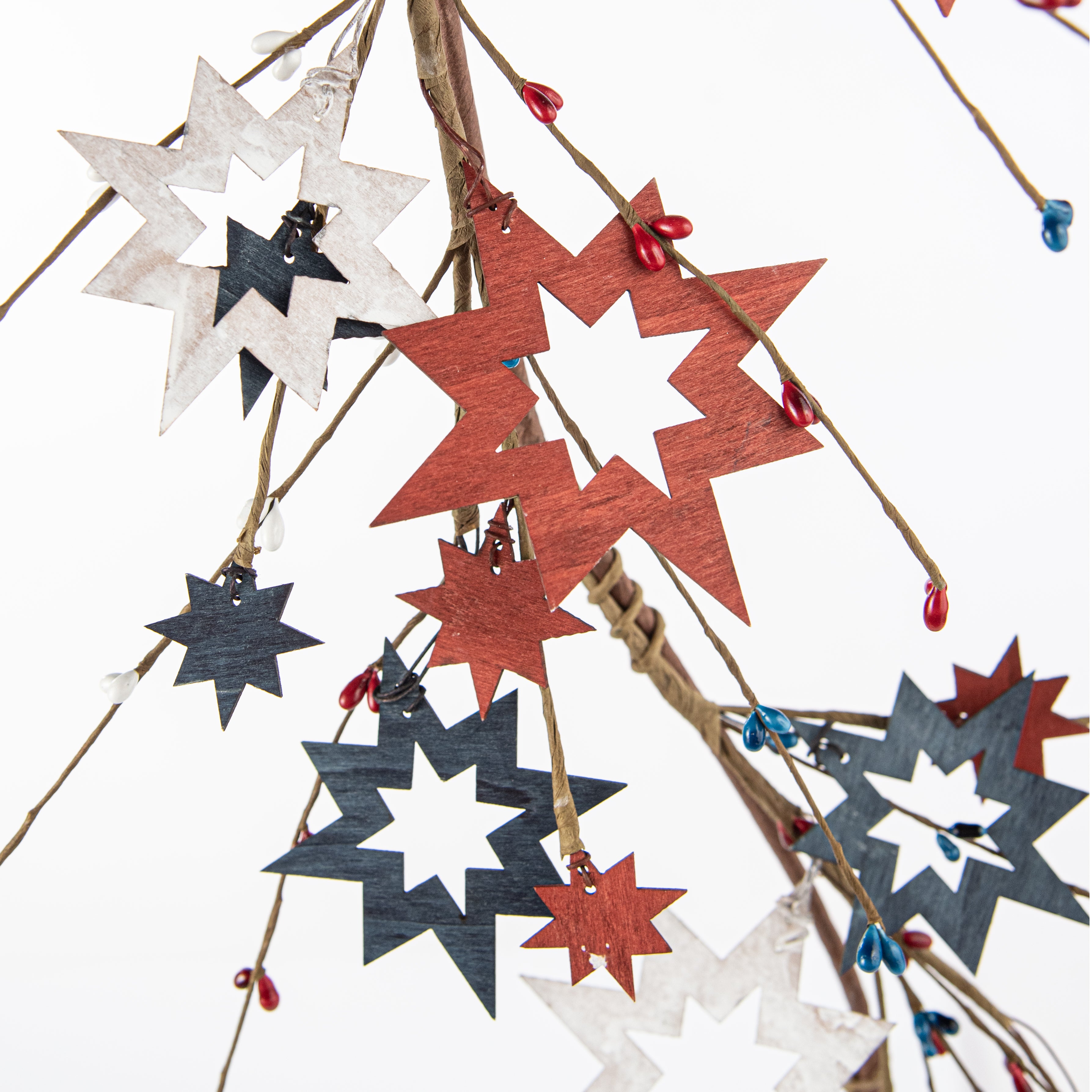 5' Fourth of July Wooden Cutout Star Garland detail photo 3