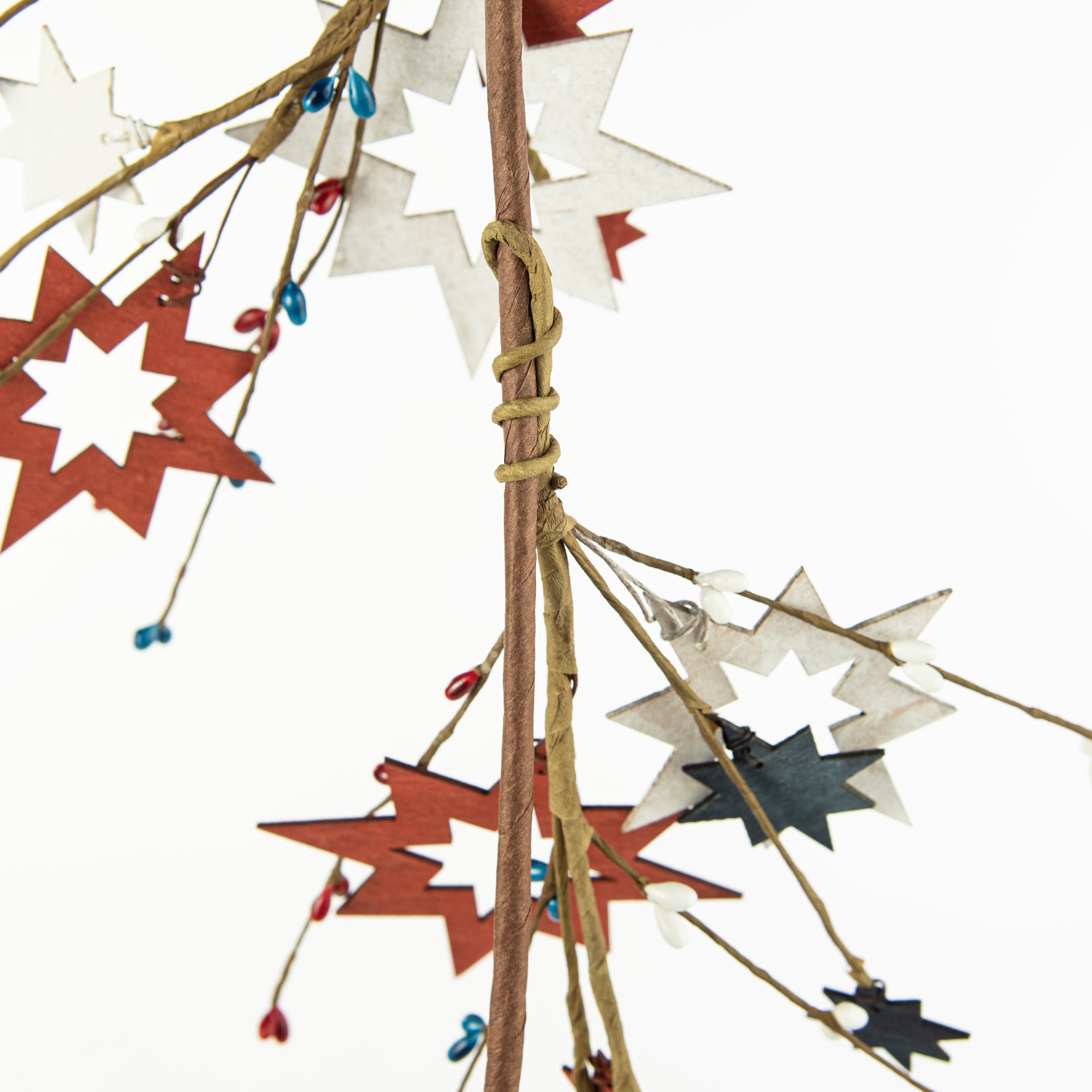 5' Fourth of July Wooden Cutout Star Garland detail photo 4