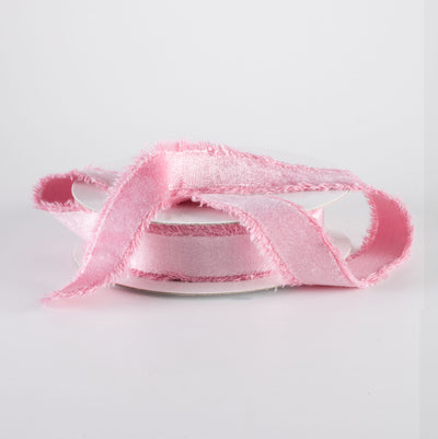 1" Frayed Edge Unwired Velvet Ribbon: Dusty Rose (10 Yards) Lifestyle Photo