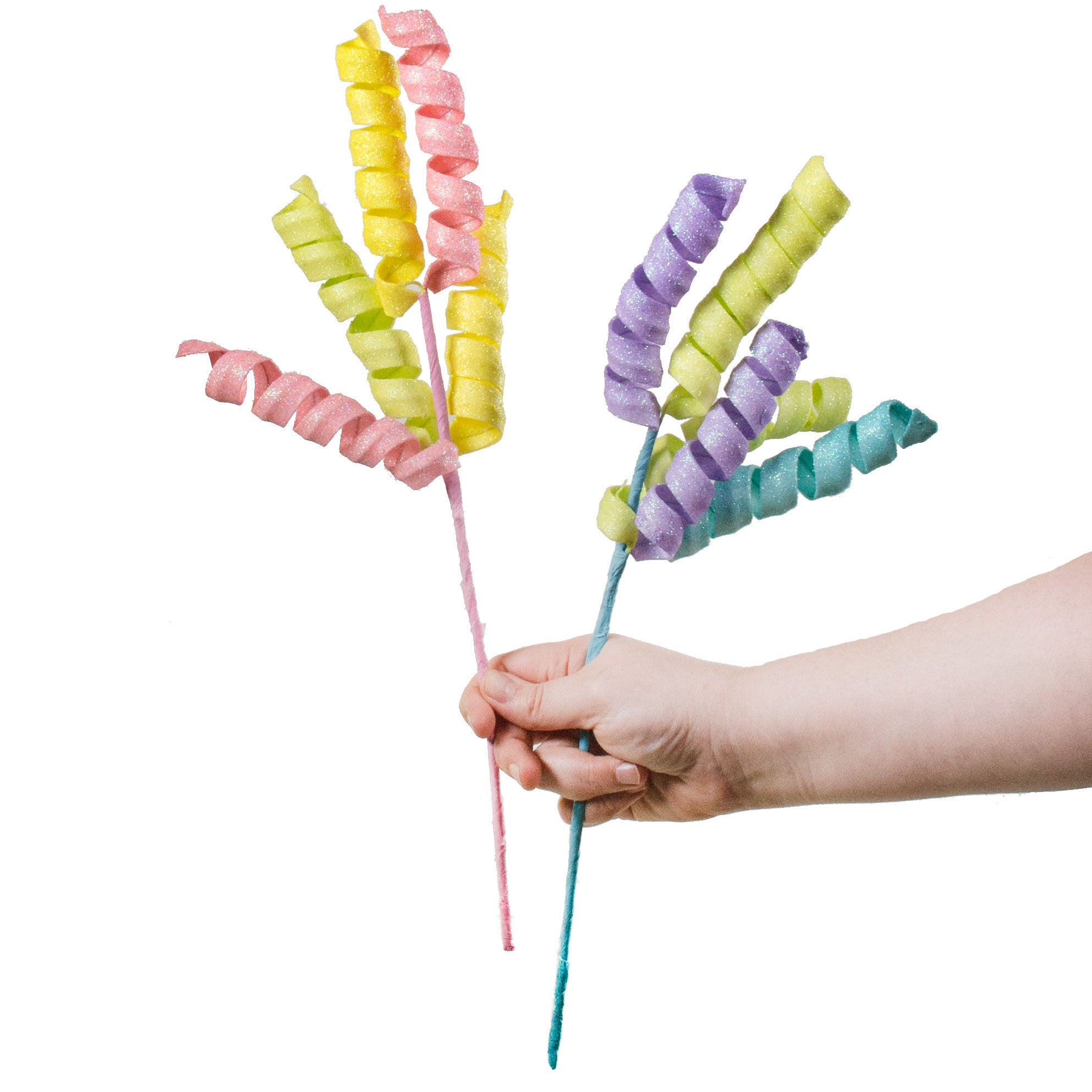 16" Frizzy Curly Pick: Pastel (Set of 2) Lifestyle Photo