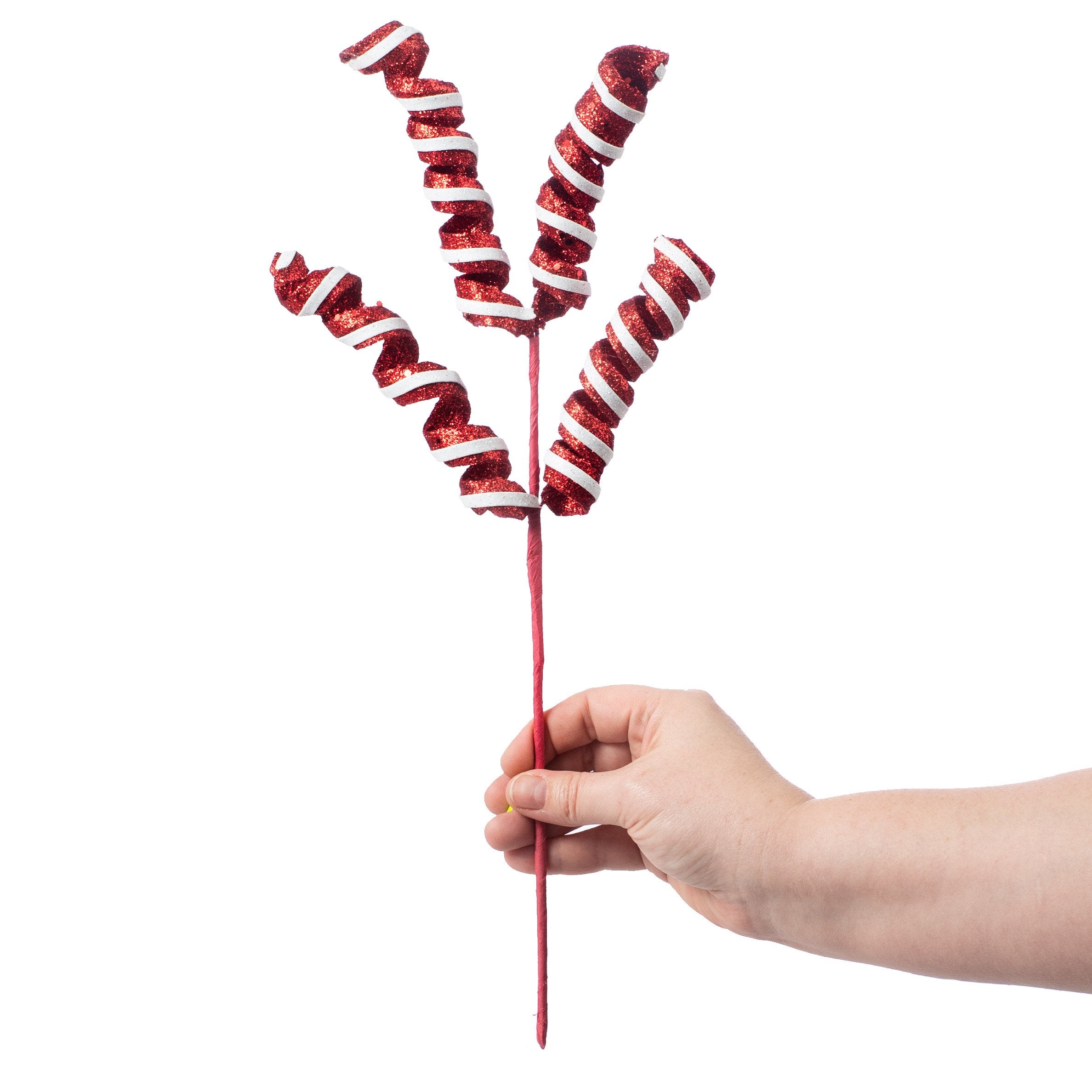 17" Frizzy Curly Pick: Red & White Layer Lifestyle Photo