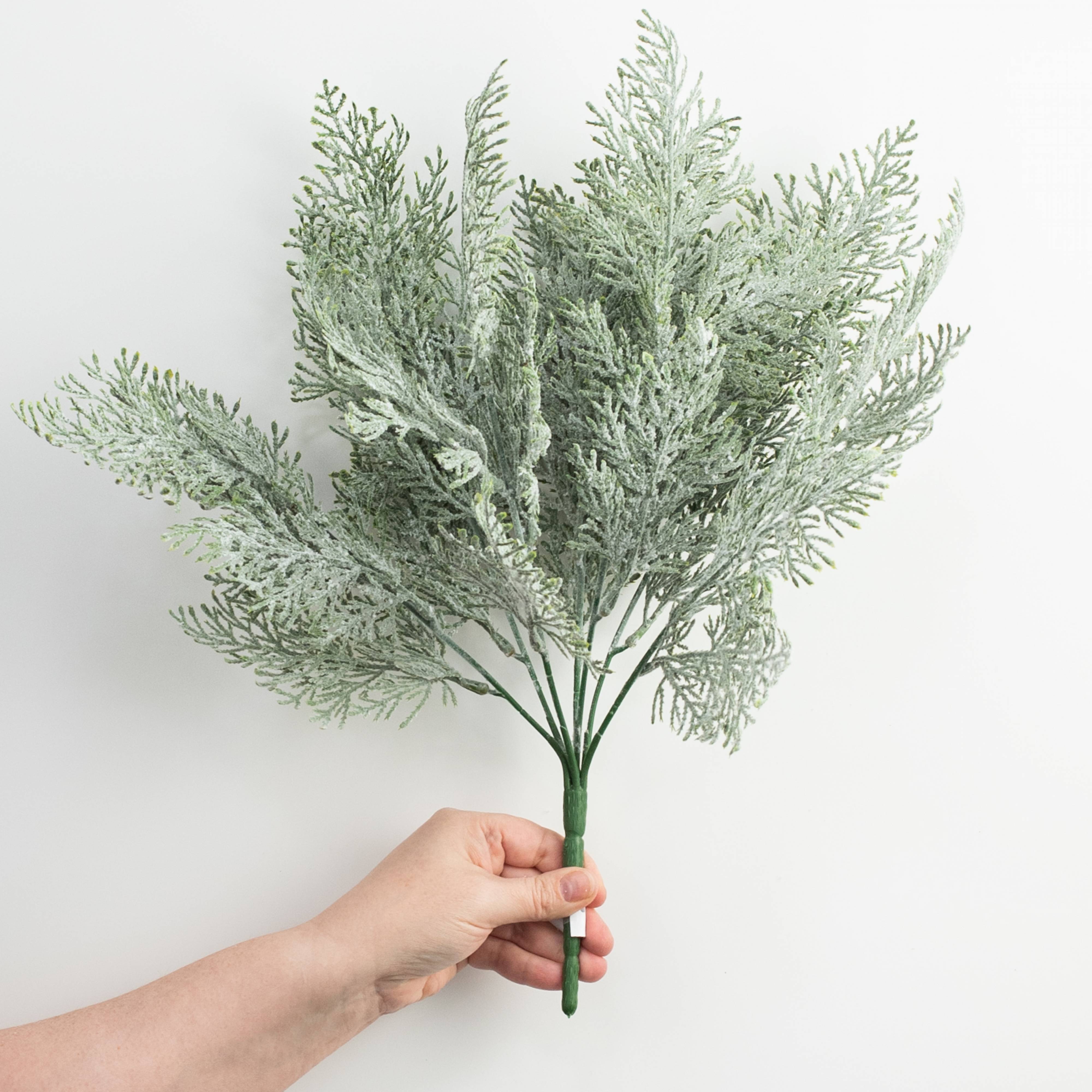 18" Frosted Cypress Leaves Bush detail photo 3