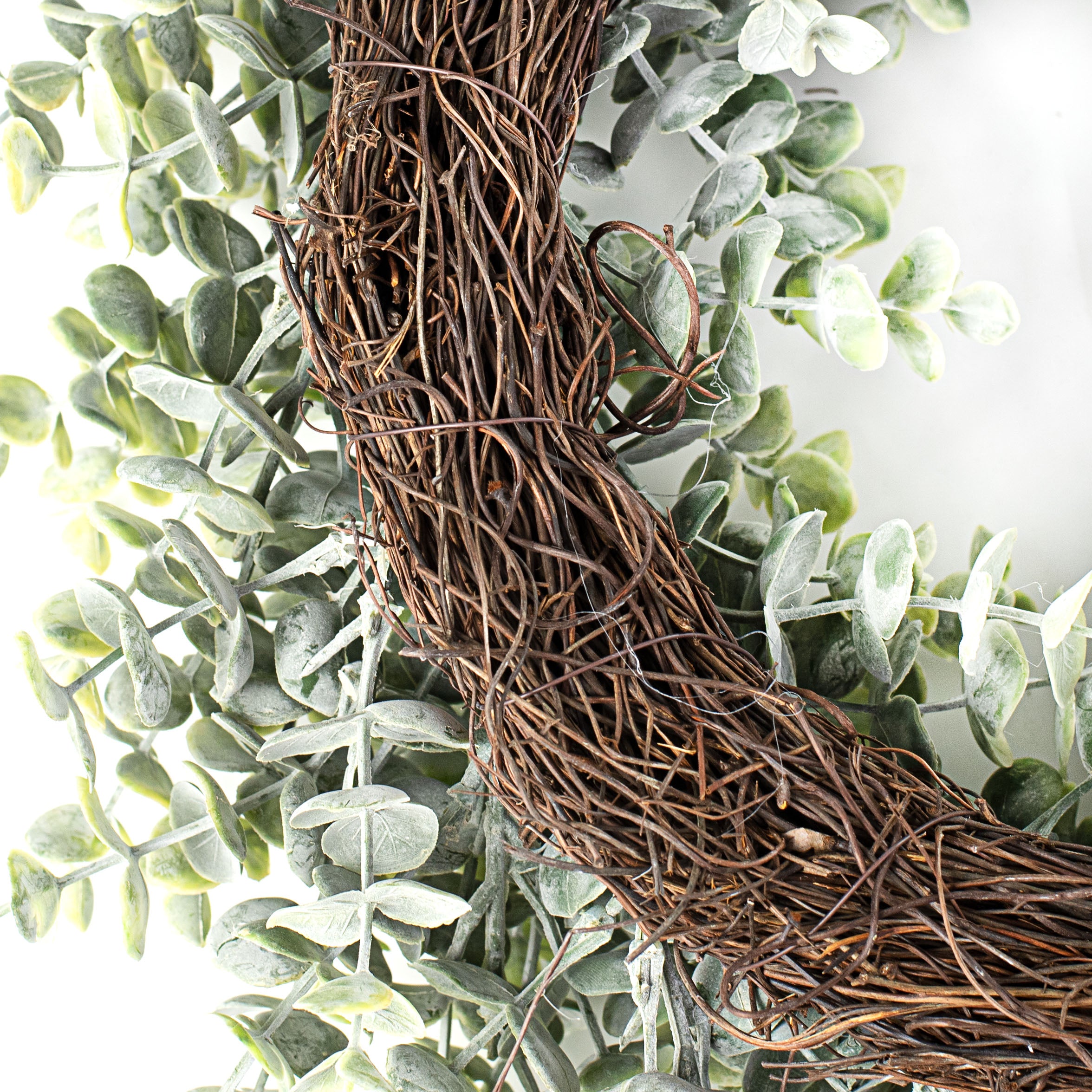20" Frosted Eucalyptus Wreath detail photo 4