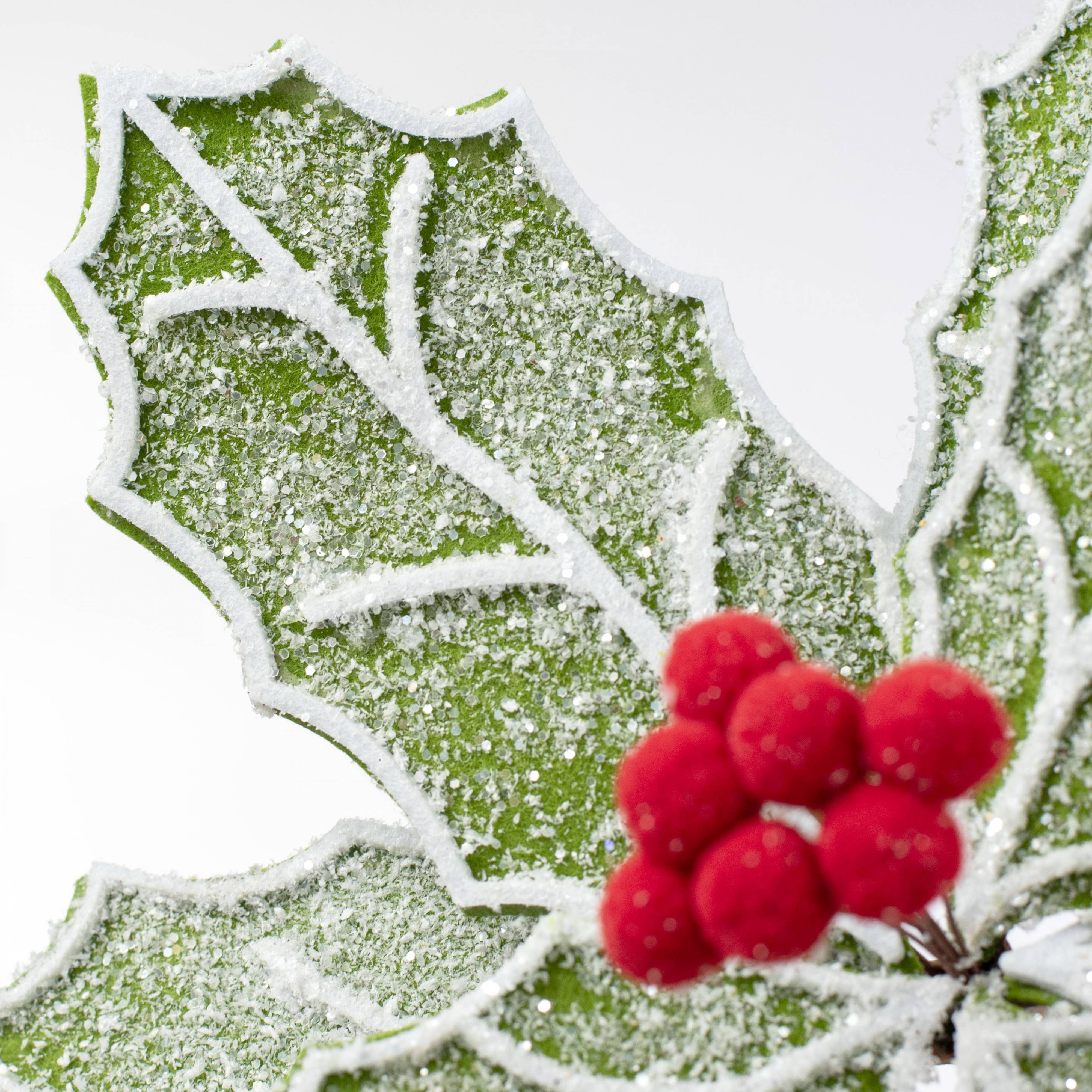 11" x 24" Frosted Felt Holly Poinsettia Stem: Green & Red Lifestyle Photo