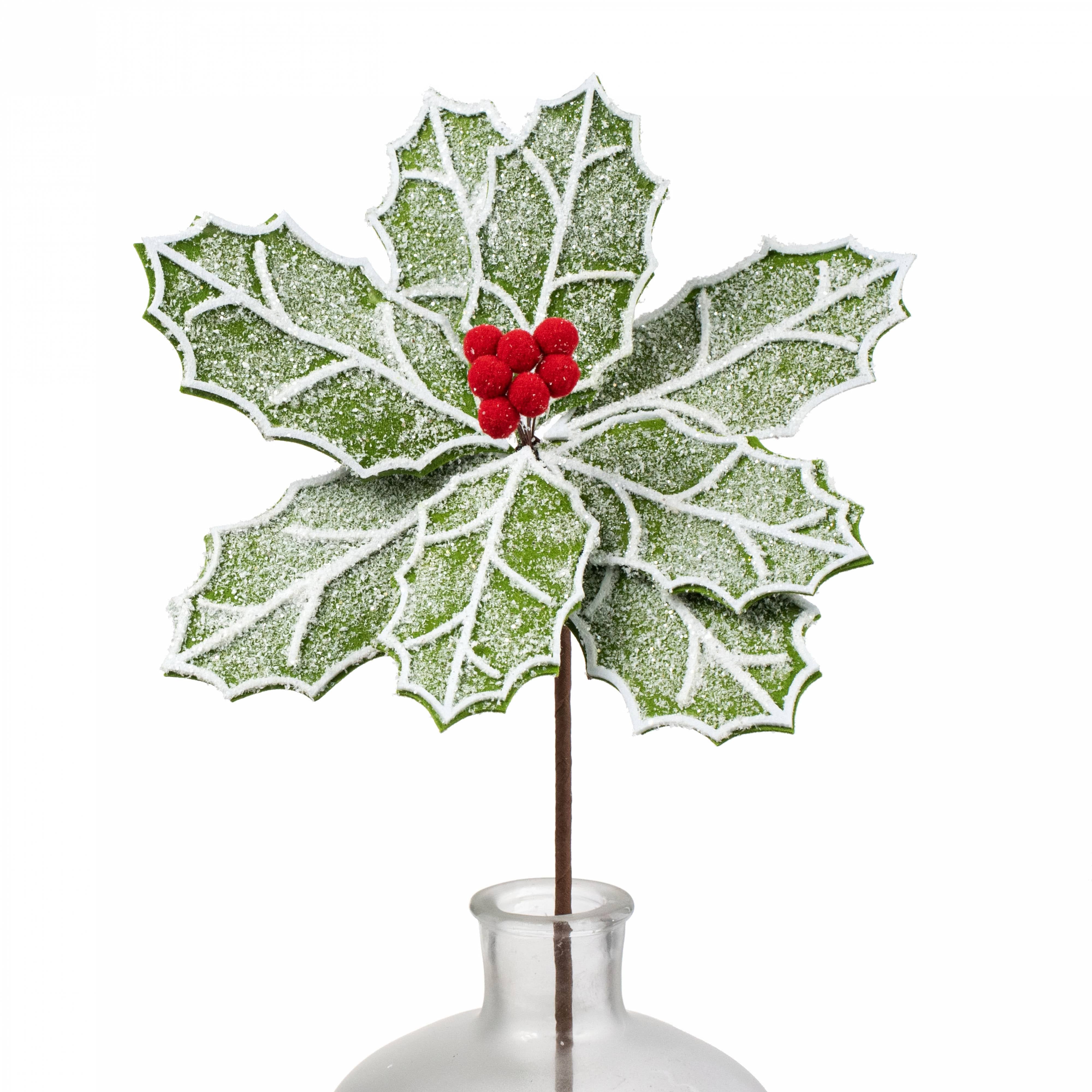 11" x 24" Frosted Felt Holly Poinsettia Stem: Green & Red Item Number: 187298