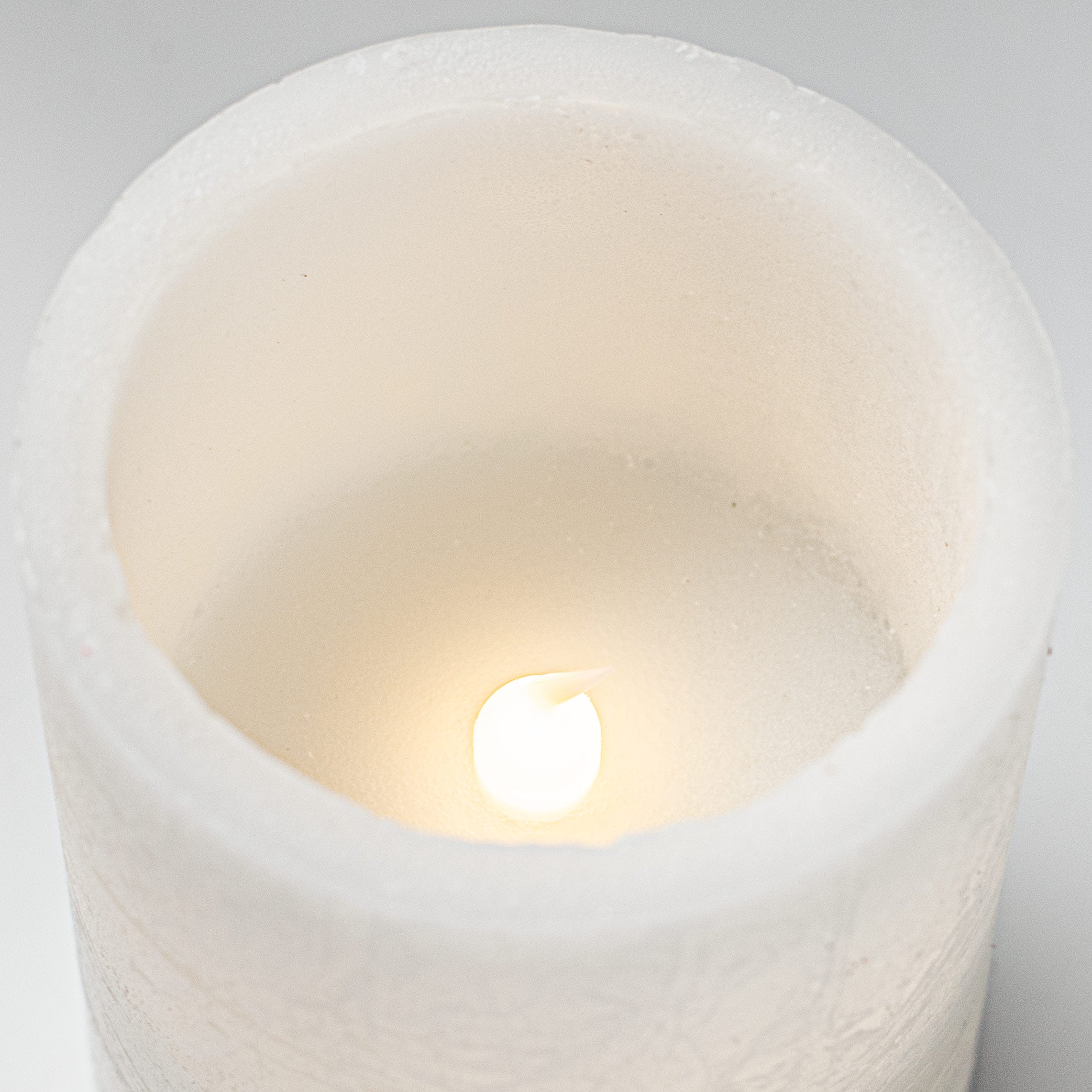 6" Frosted Flameless Candle: White detail photo 3