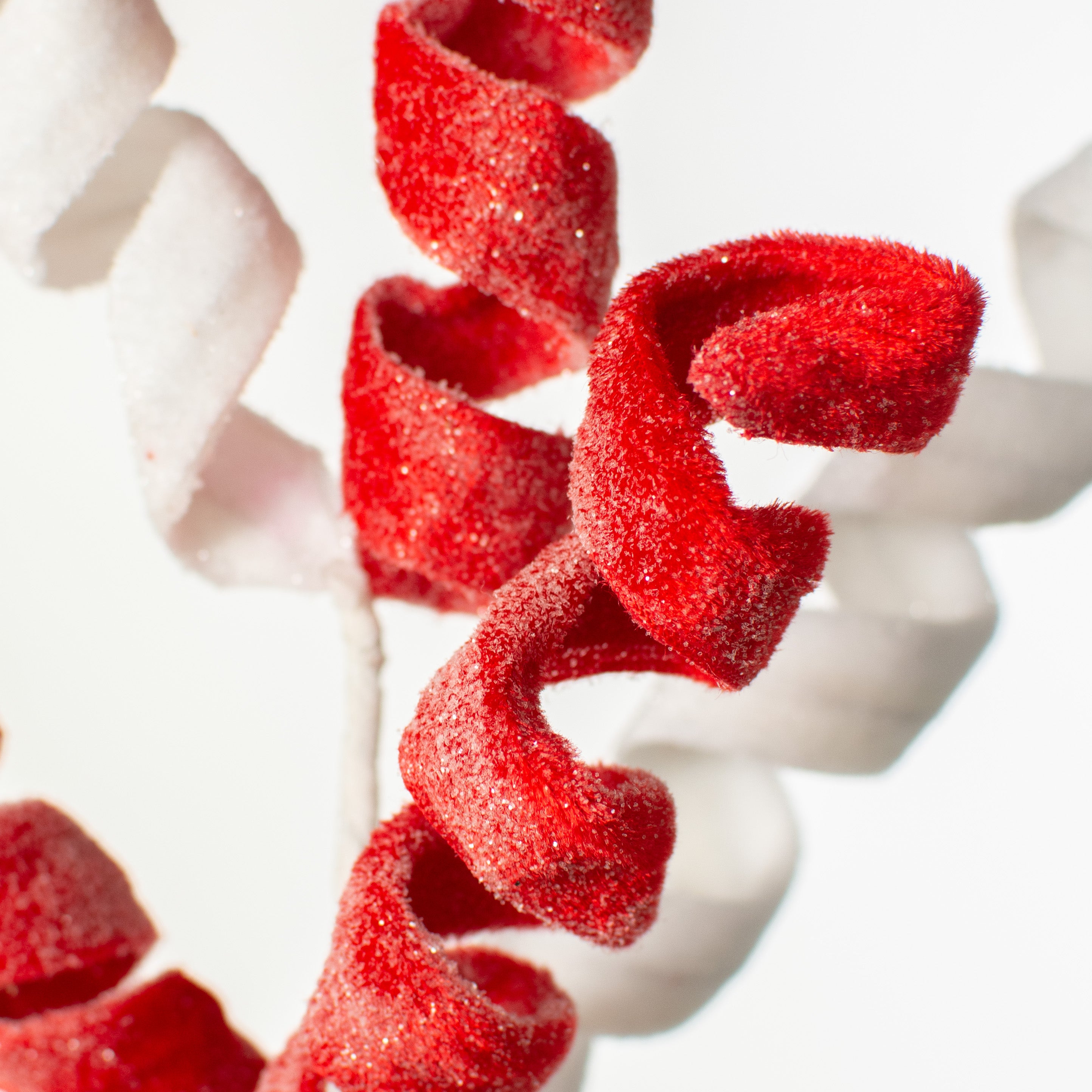 16" Frosted Fleece Curly Pick: Red & White Lifestyle Photo