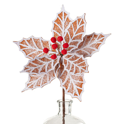 22" Frosted Gingerbread Poinsettia Stem Item Number: 158494