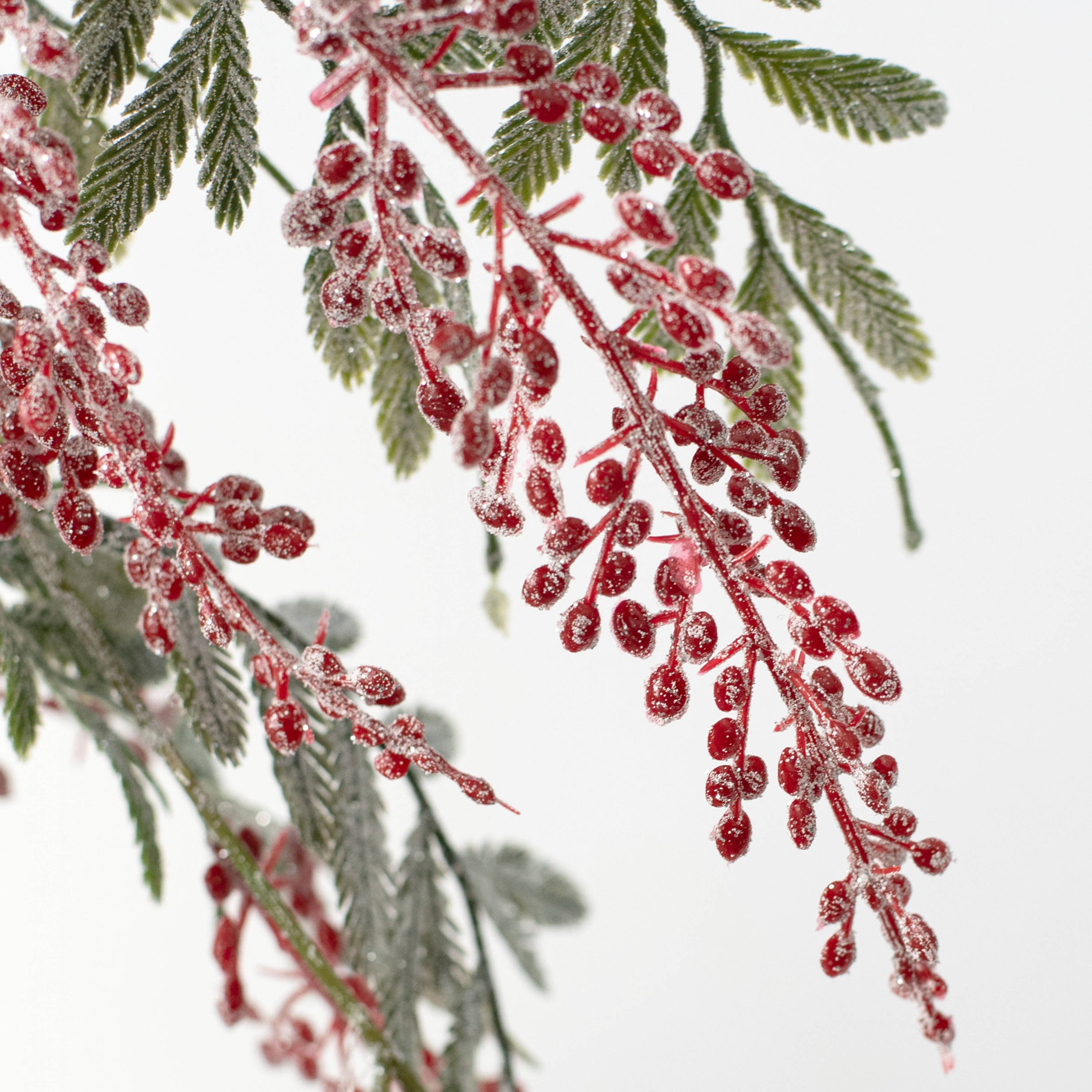 46" Frosted Glitter Hanging Pepper Berry Branch Lifestyle Photo