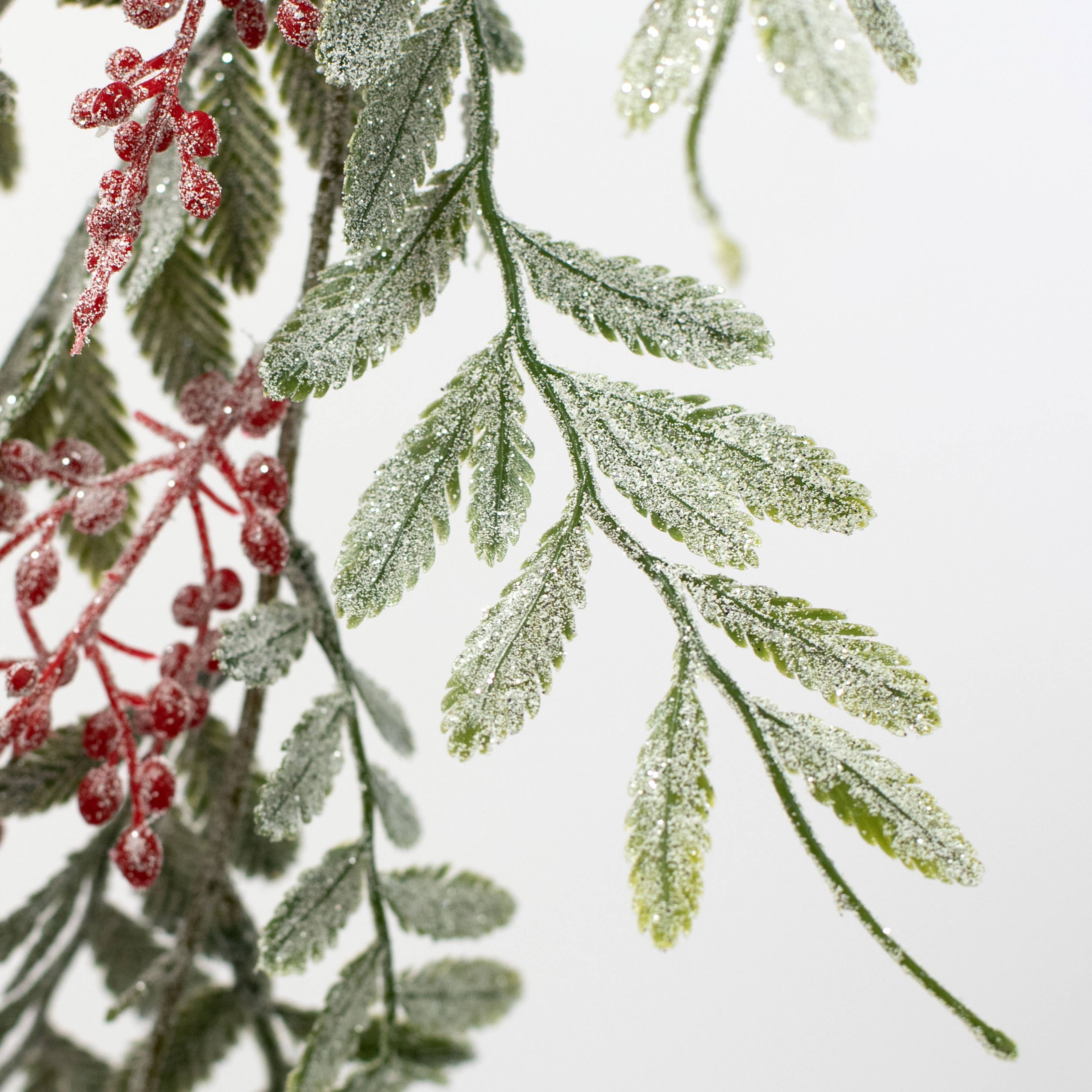 46" Frosted Glitter Hanging Pepper Berry Branch detail photo 4