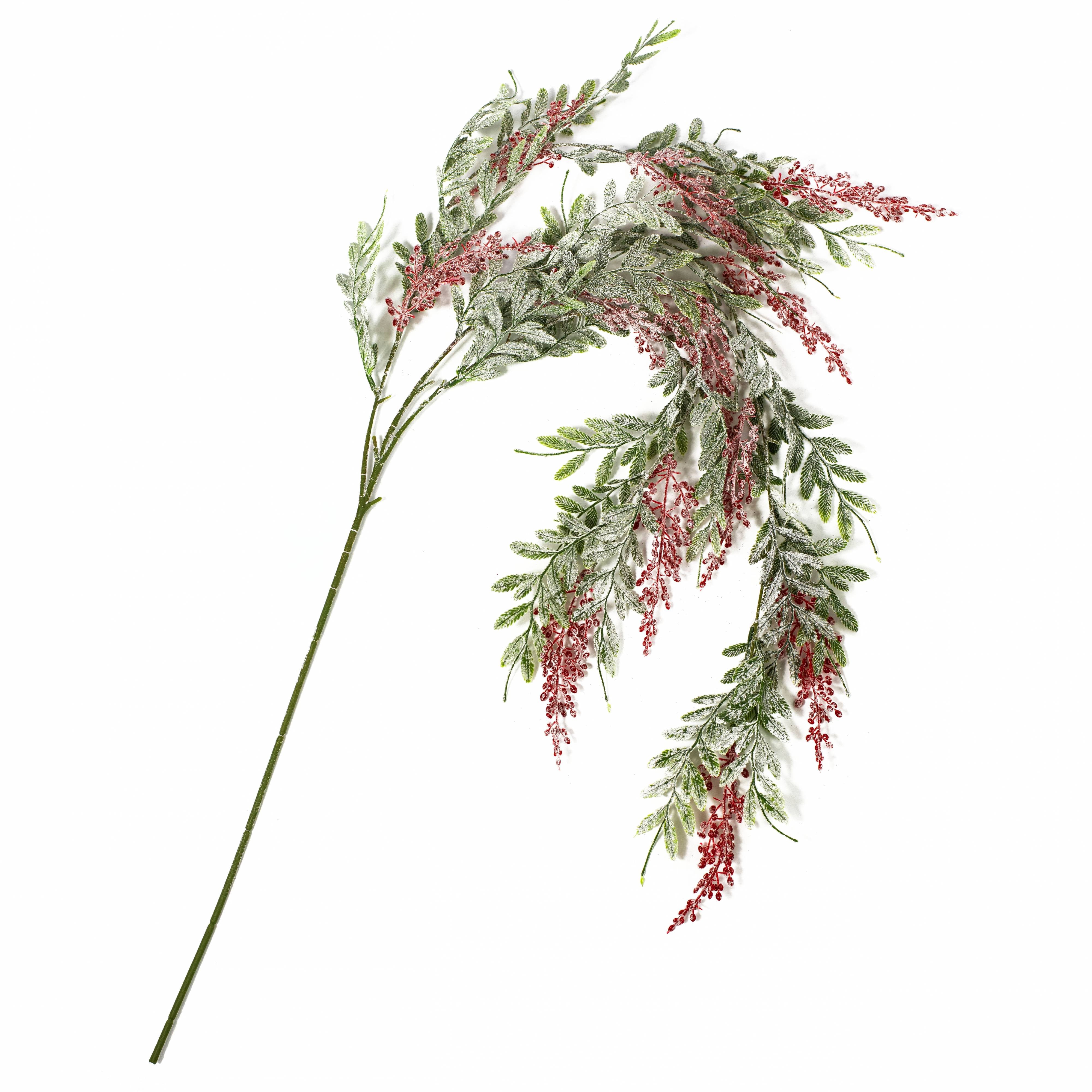 46" Frosted Glitter Hanging Pepper Berry Branch Item Number: 133390