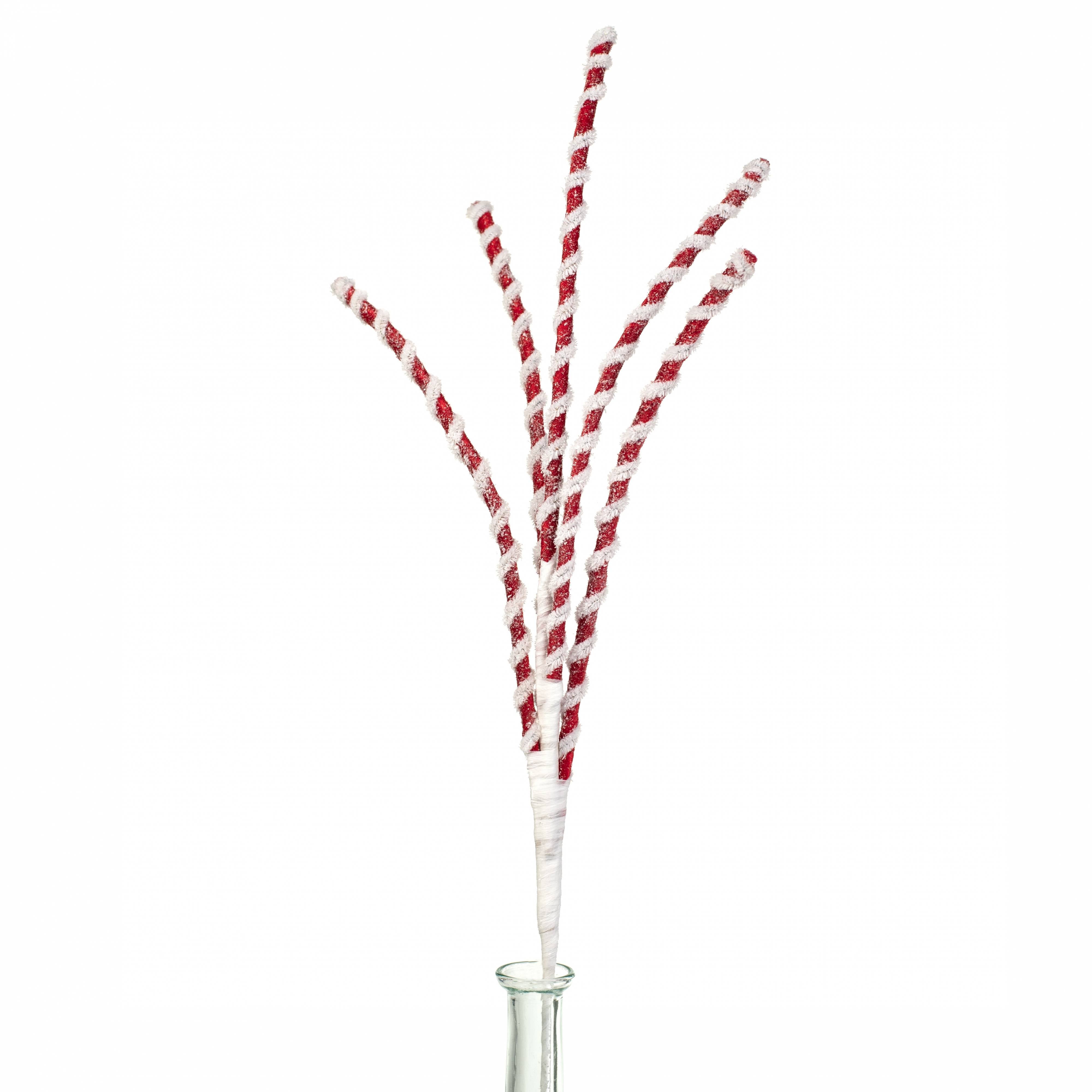 23" Frosted Twizzle Spray: Red & White Item Number: 101019