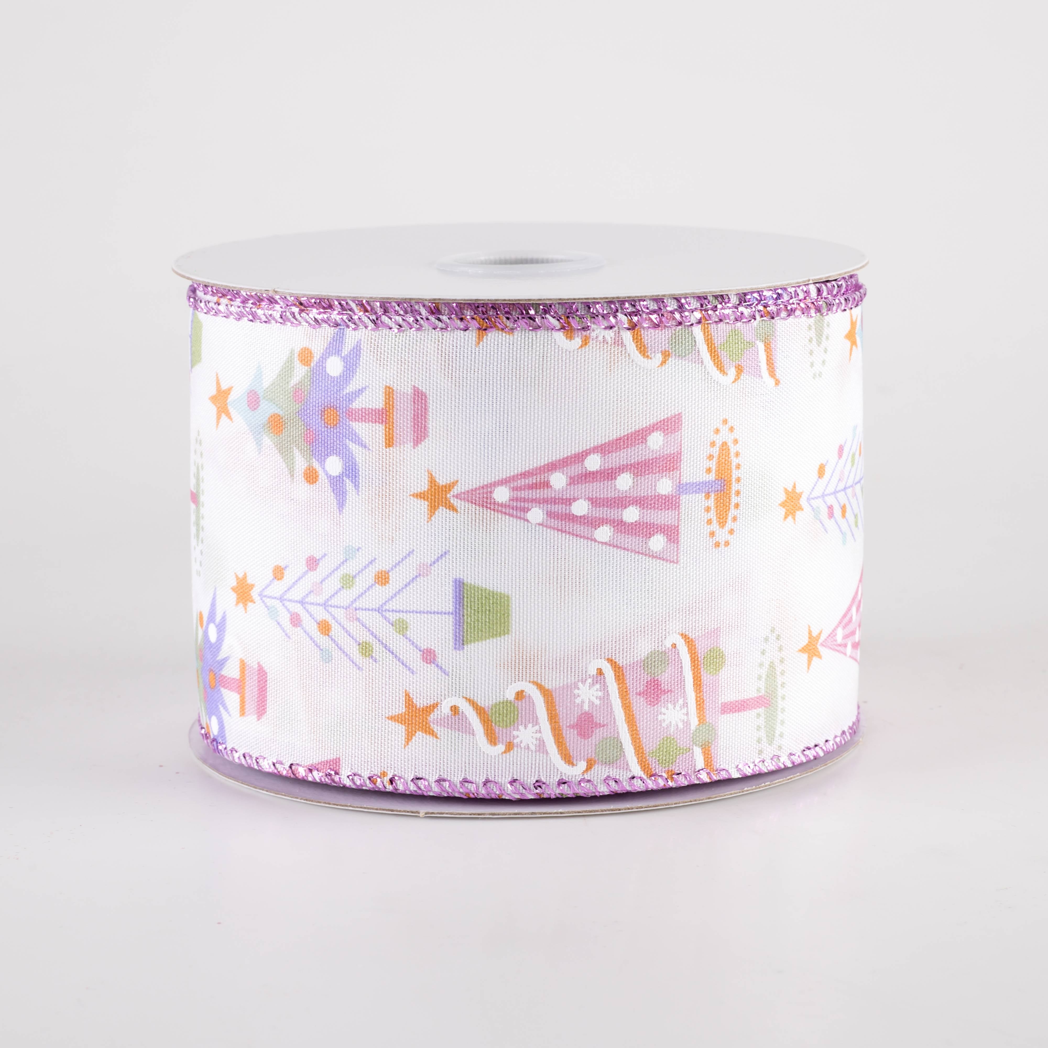 2.5" Fun Christmas Trees Ribbon: Pastel Christmas (10 Yards) Item Number: 71407-40-30