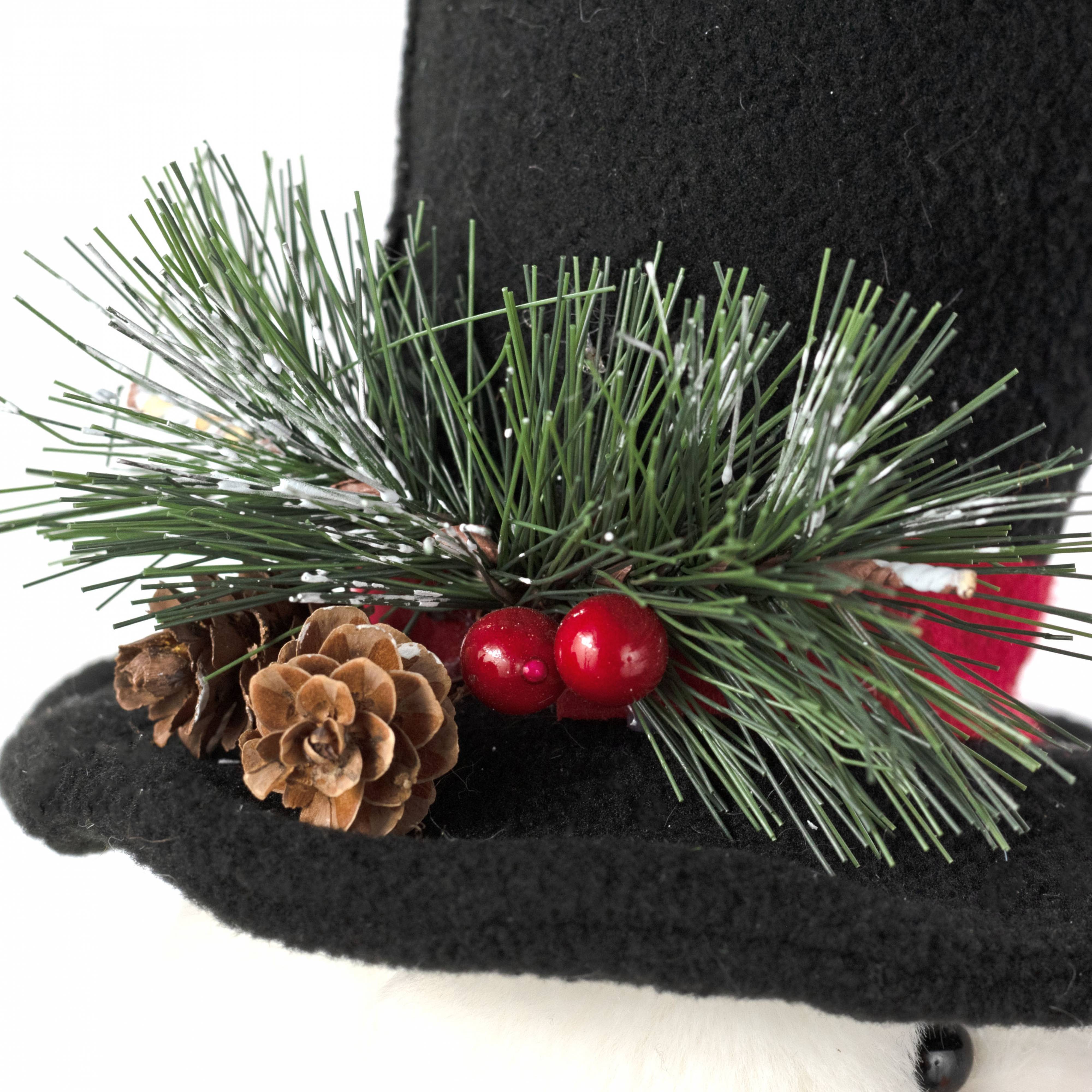 16" Fur Top Hat Snowman Figurine detail photo 3