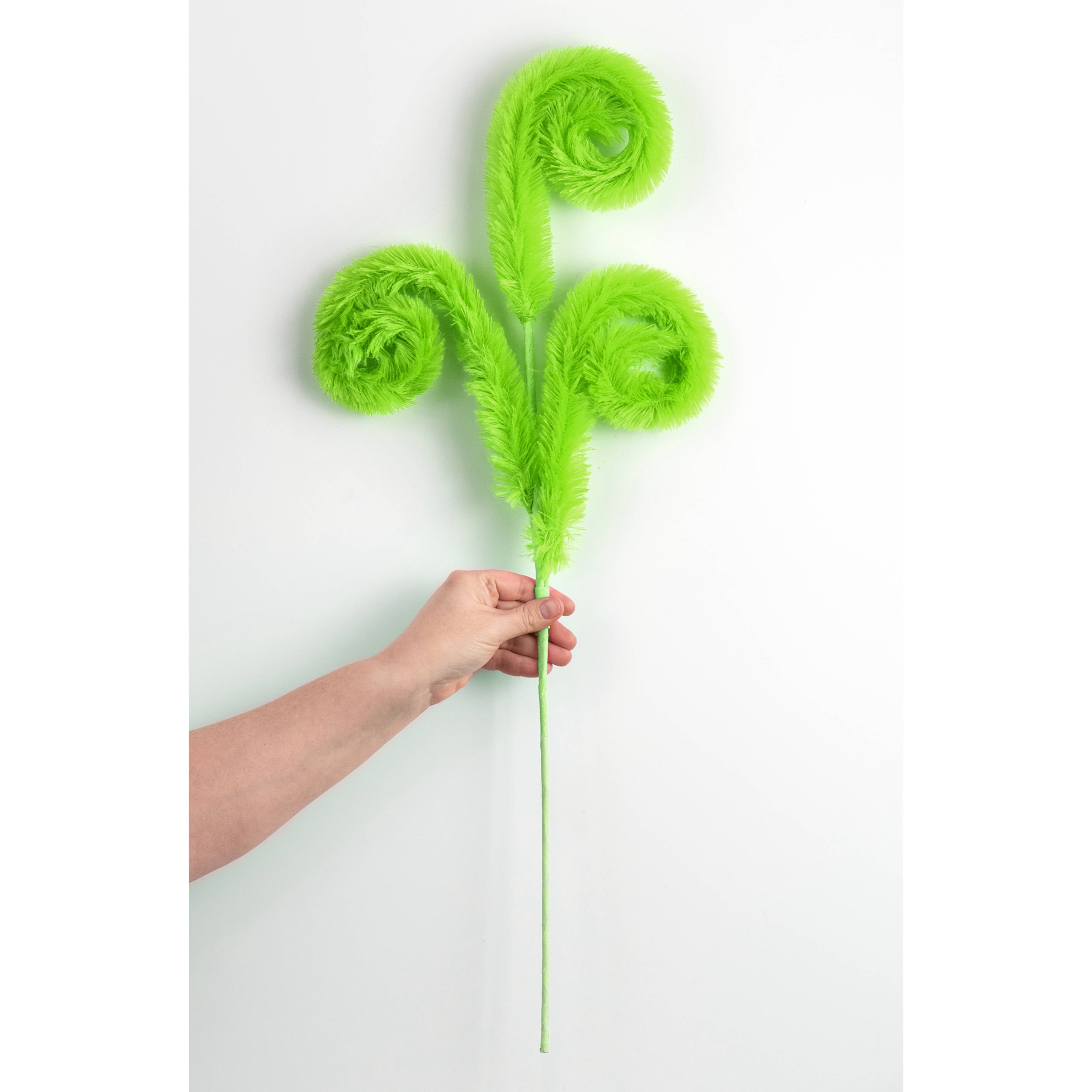 28" Furry Curly Spray: Lime Green detail photo 3