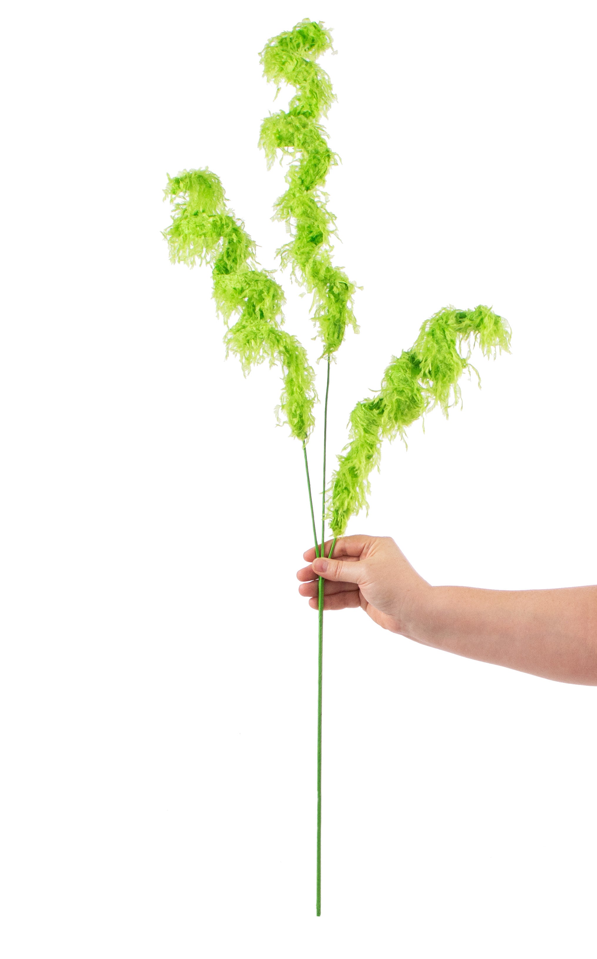 31" Furry Fabric Curl Spray: Lime Green detail photo 3