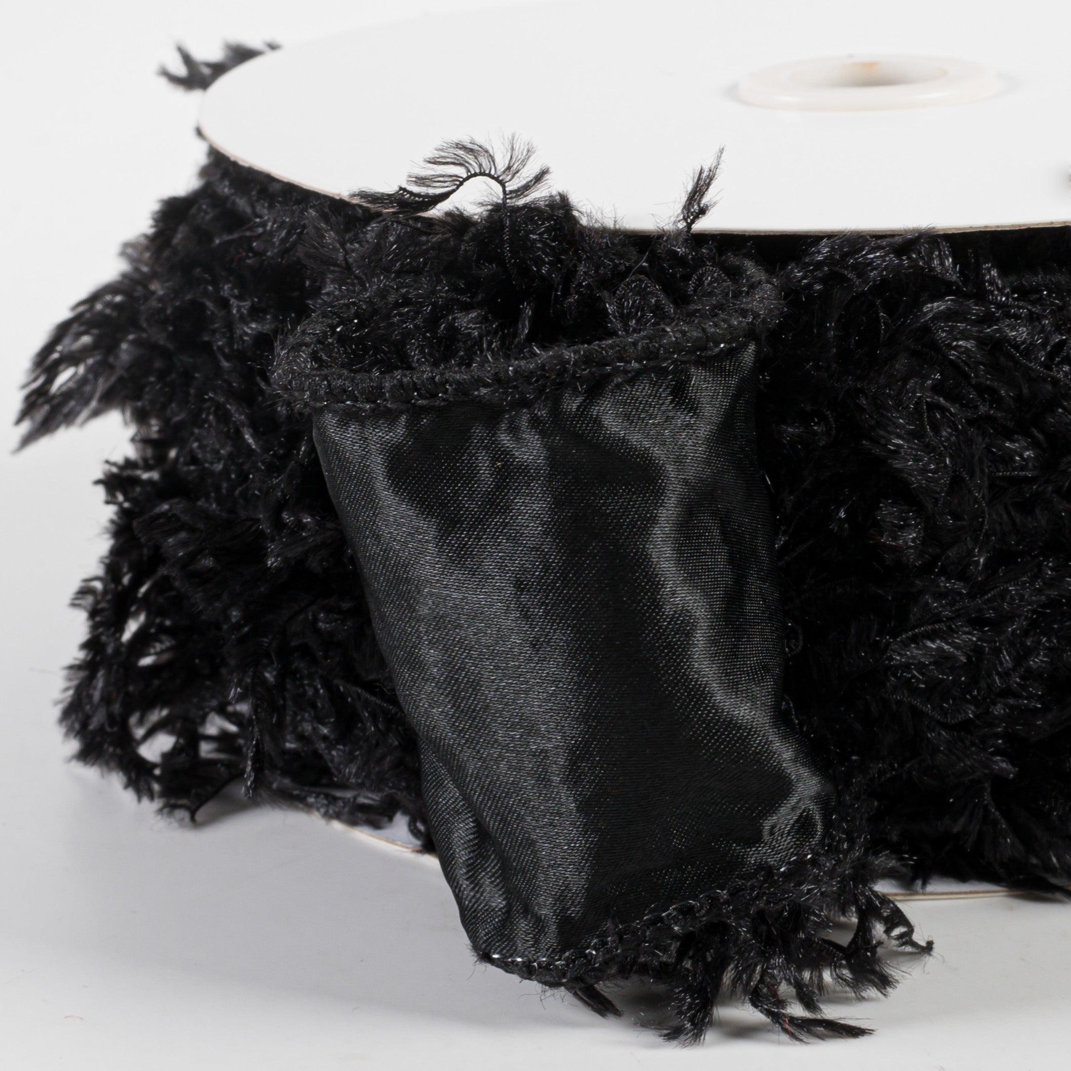 2.5" Furry Fabric Ribbon: Black (10 Yards) detail photo 3
