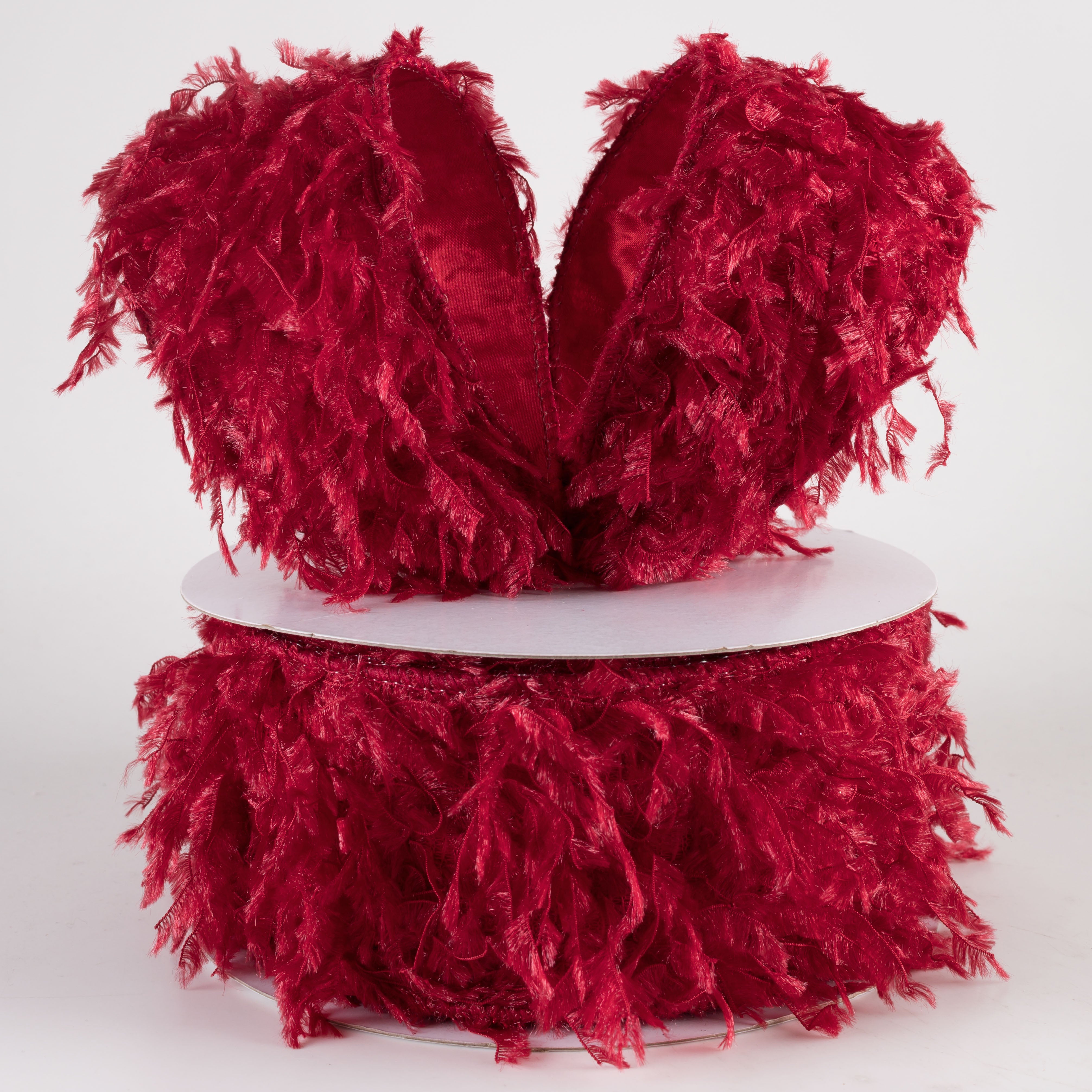 2.5" Furry Fabric Ribbon: Burgundy Brick Red (10 Yards) Lifestyle Photo