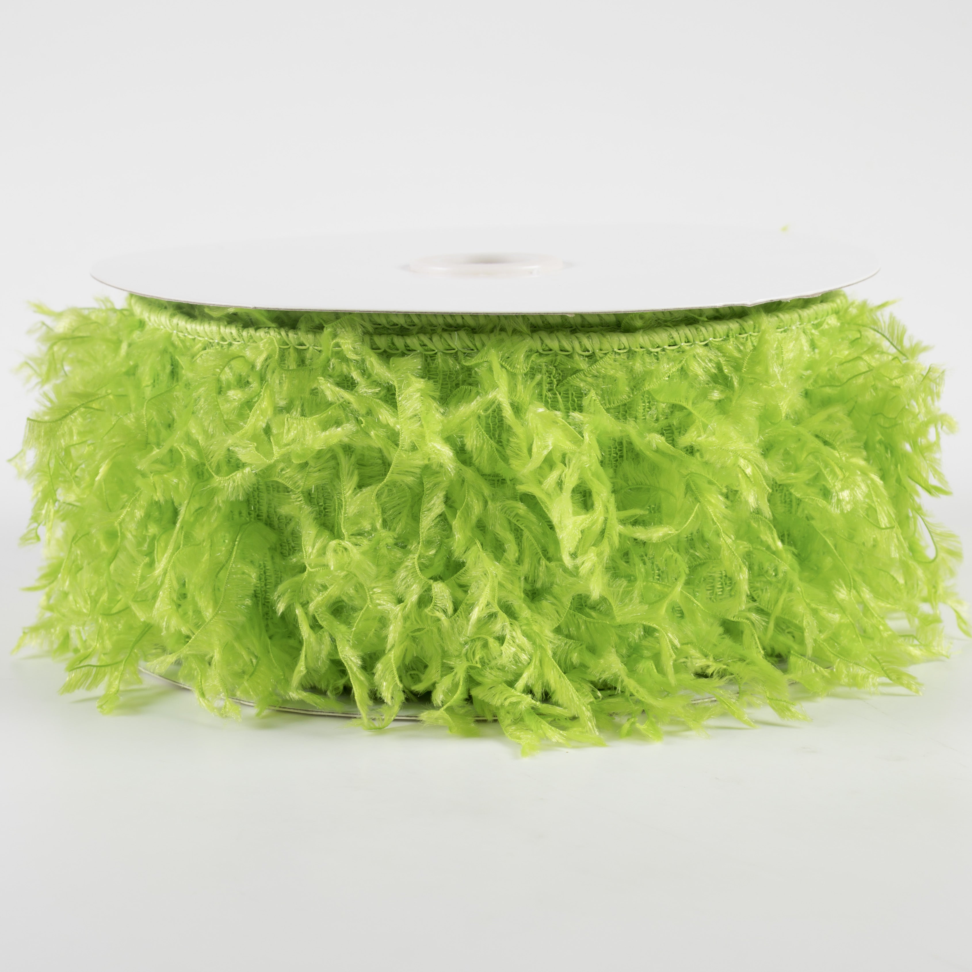 2.5" Furry Fabric Ribbon: Lime Green (10 Yards)