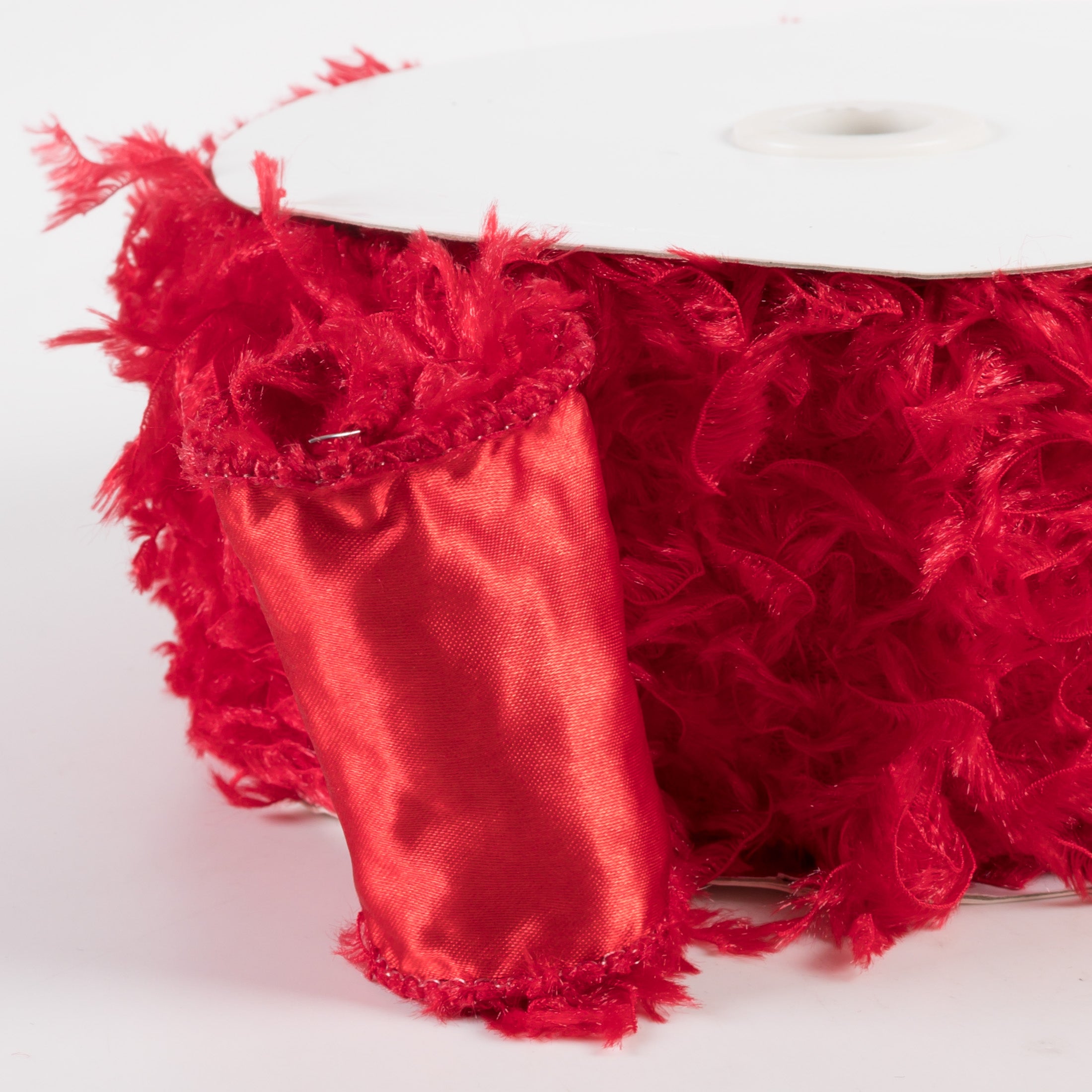 2.5" Furry Fabric Ribbon: Red (10 Yards) detail photo 3
