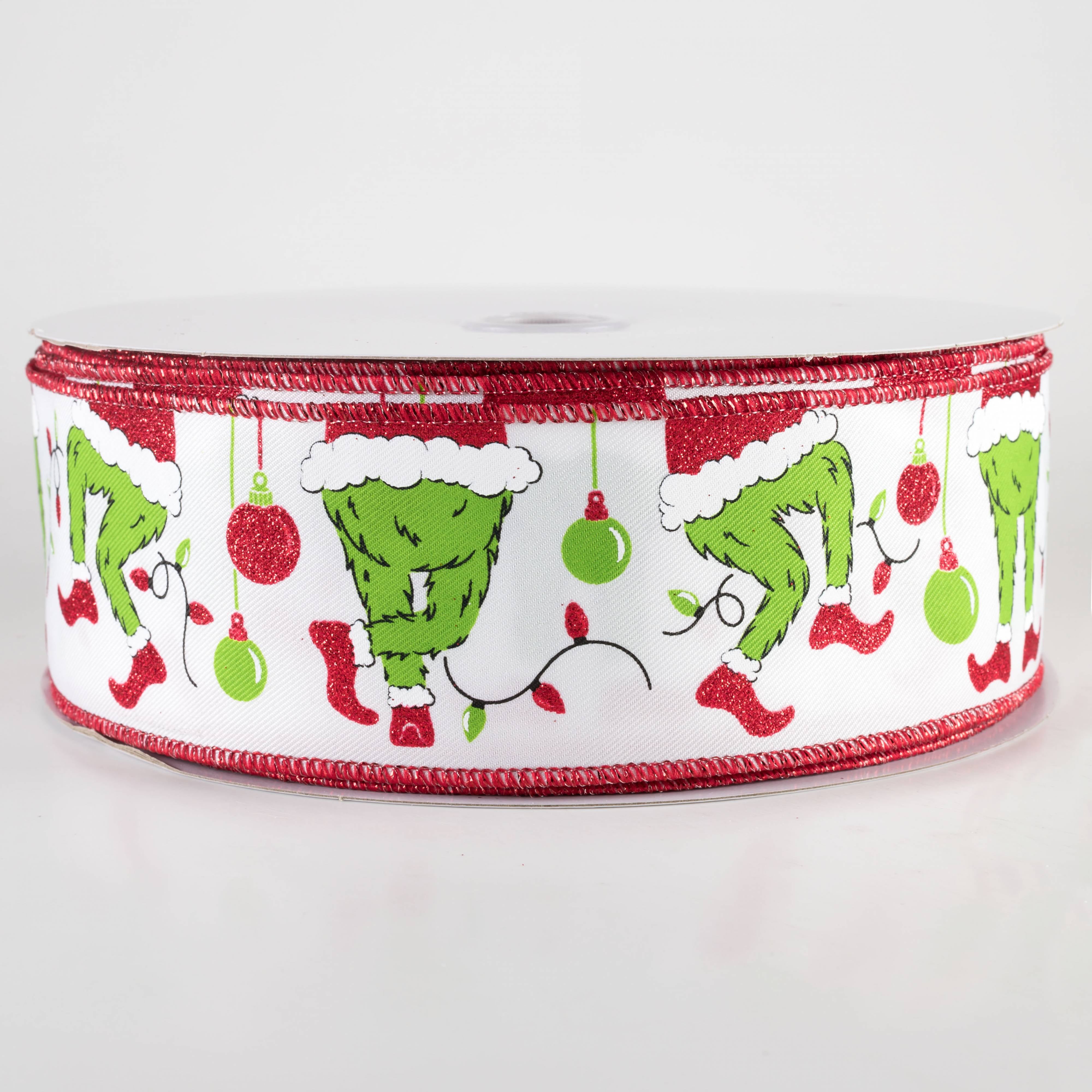 2.5" Furry Green Monster Elf Legs Ribbon: White (50 Yards) Item Number: RGF5415