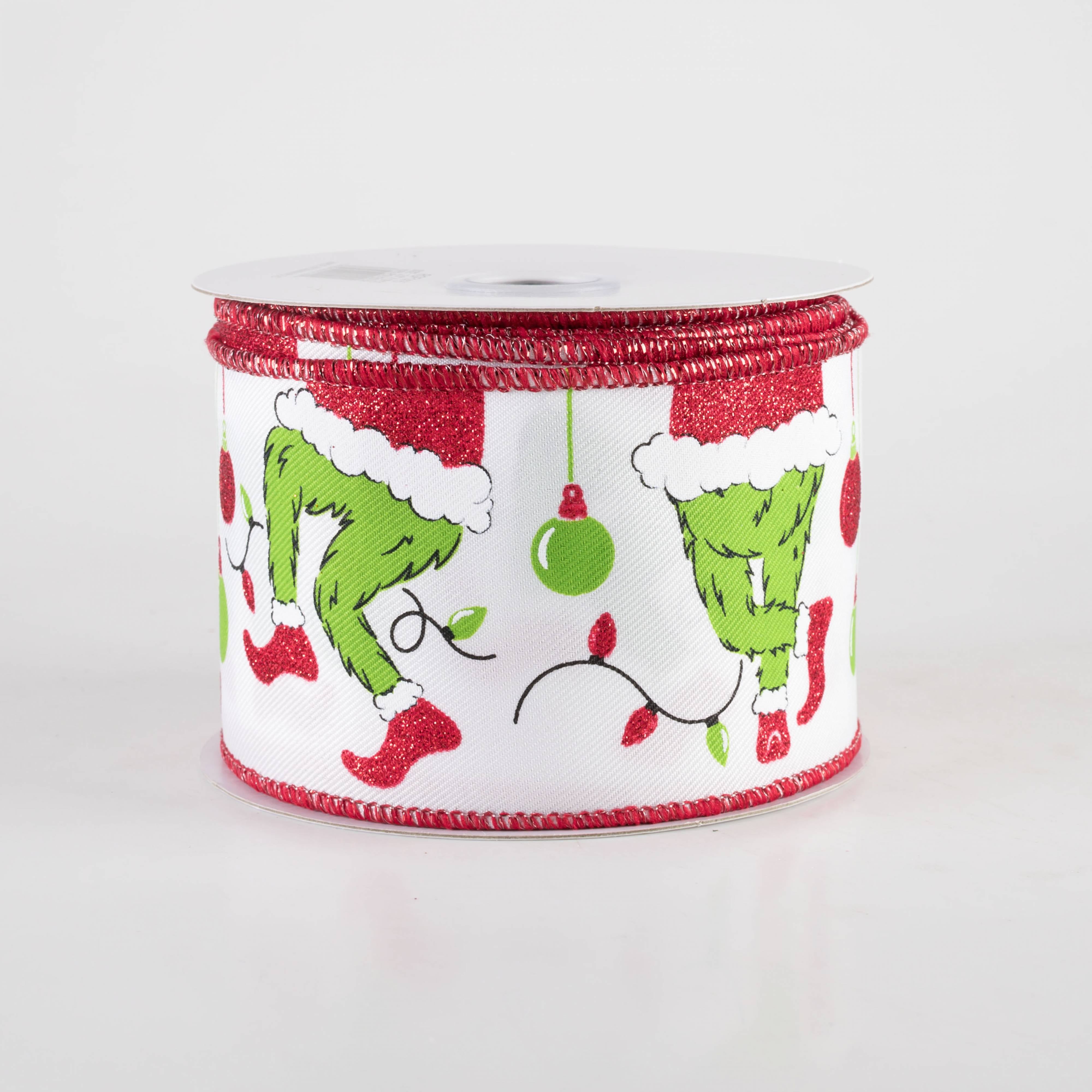 2.5" Furry Green Monster Elf Legs Ribbon: White (10 Yards) Item Number: RGF1415