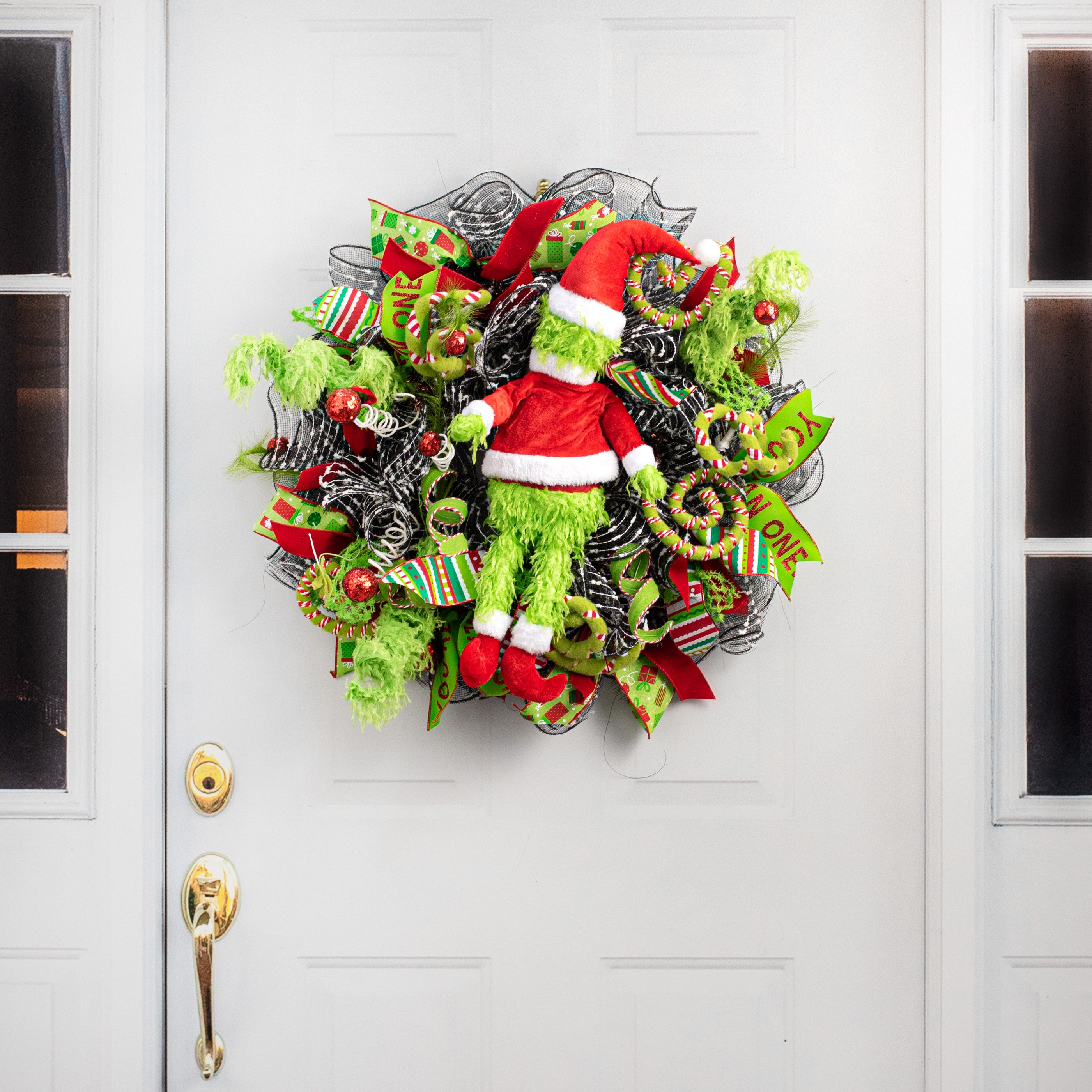 21" Furry Green Monster Santa Elf Accent detail photo 4