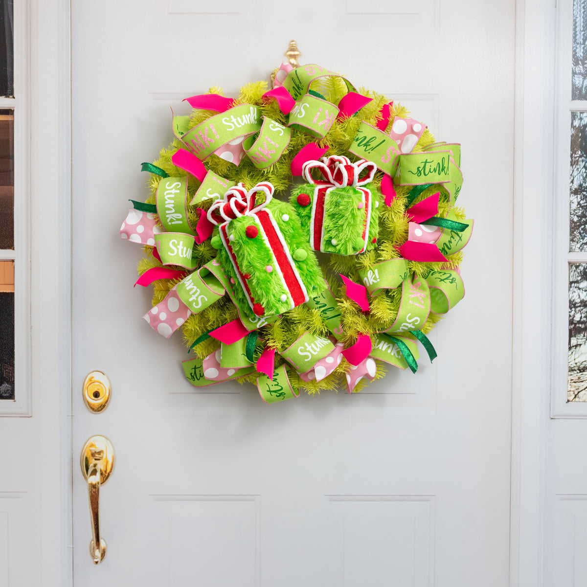 9" Furry Monster Gift Box Decor: Lime Green Lifestyle Photo