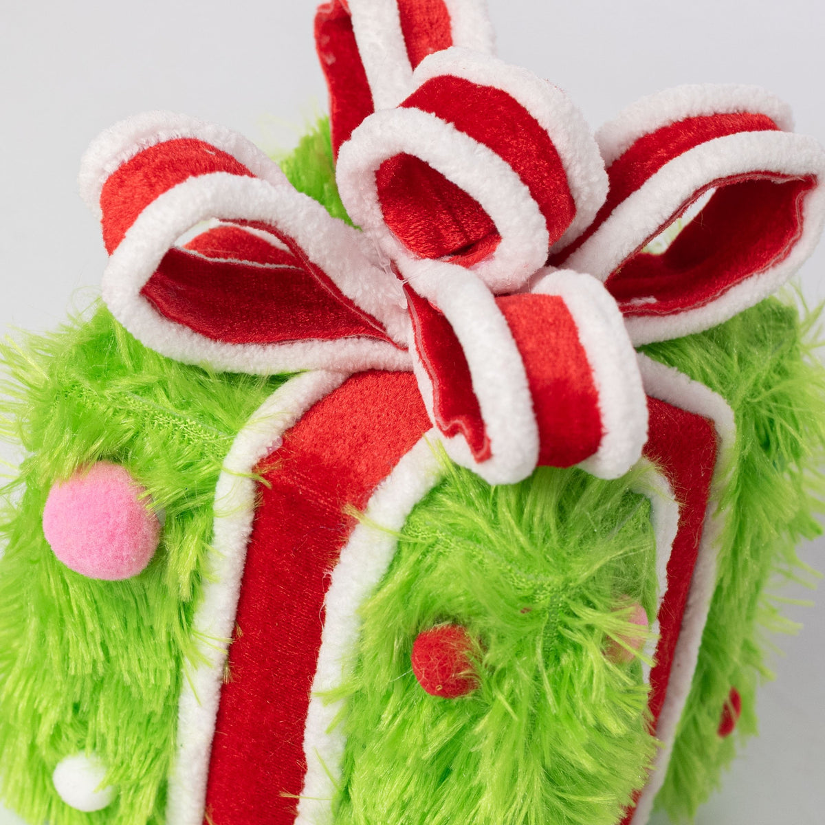 6" Furry Monster Gift Box Decor: Lime Green detail photo 3