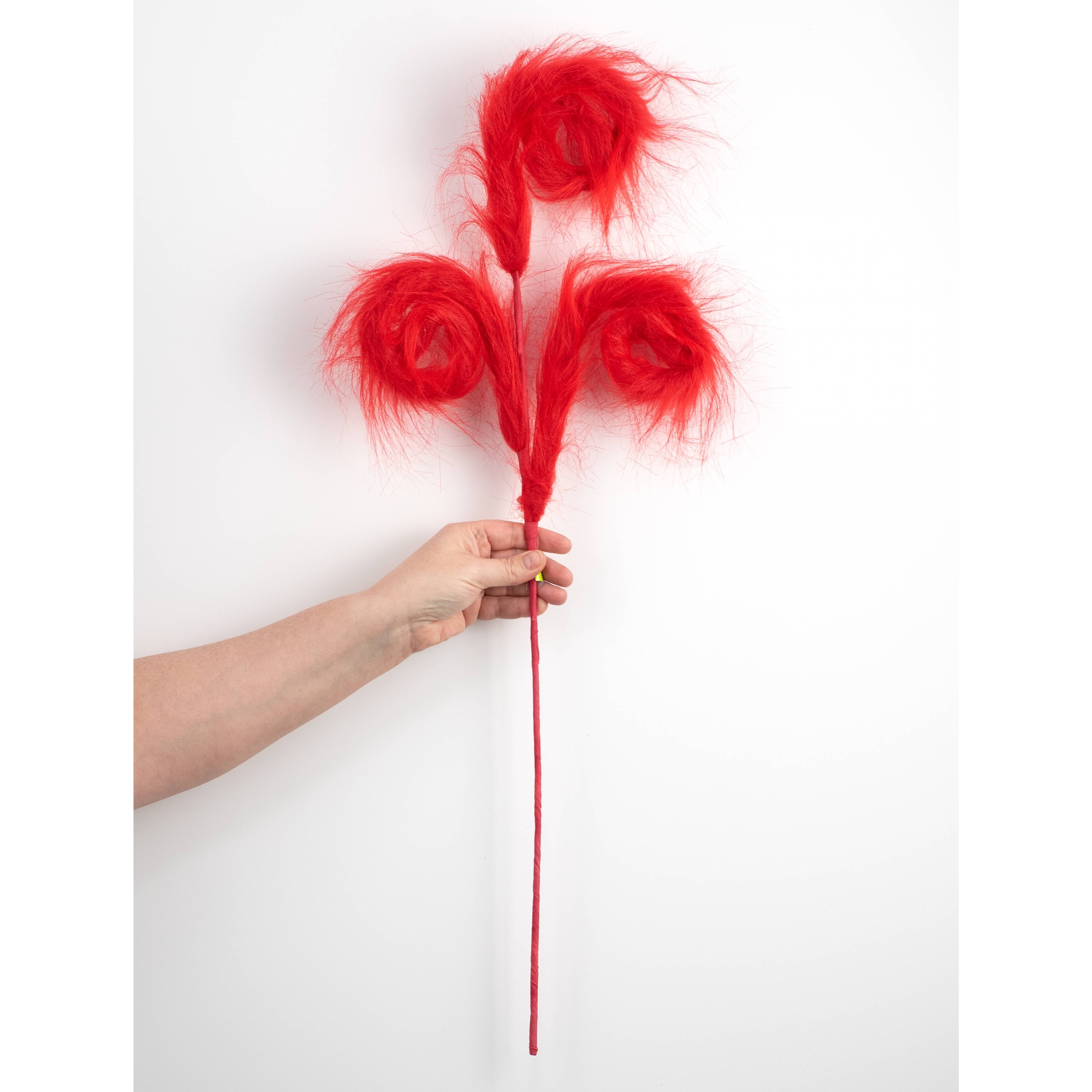 30" Furry Spiral Curly Spray: Bright Red detail photo 3